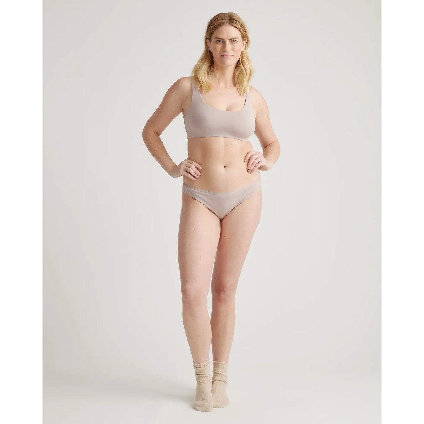Quince Organic Cotton Bikini Underwear 6-Pack XS Nude/Beige NEW Soft Stretch