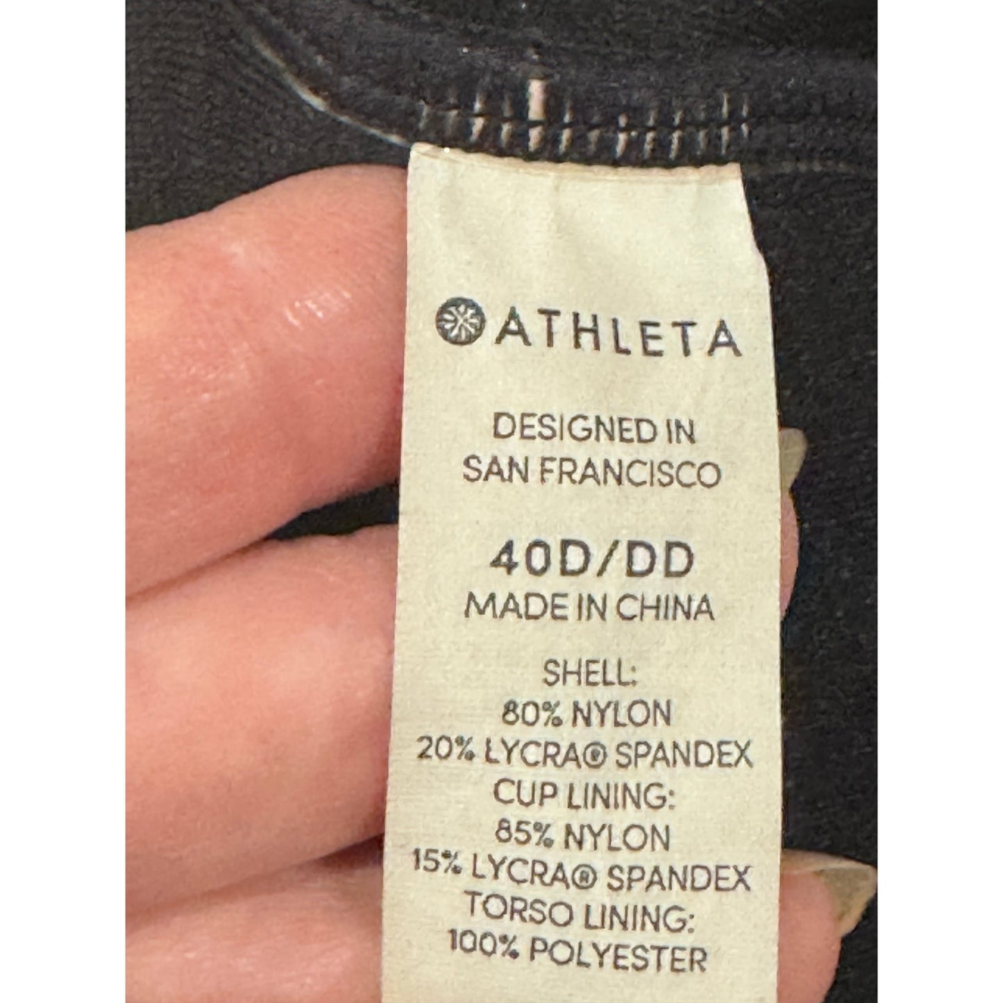 Athleta Black Halter Tankini Top 40DD Supportive Swimwear Shelf Bra