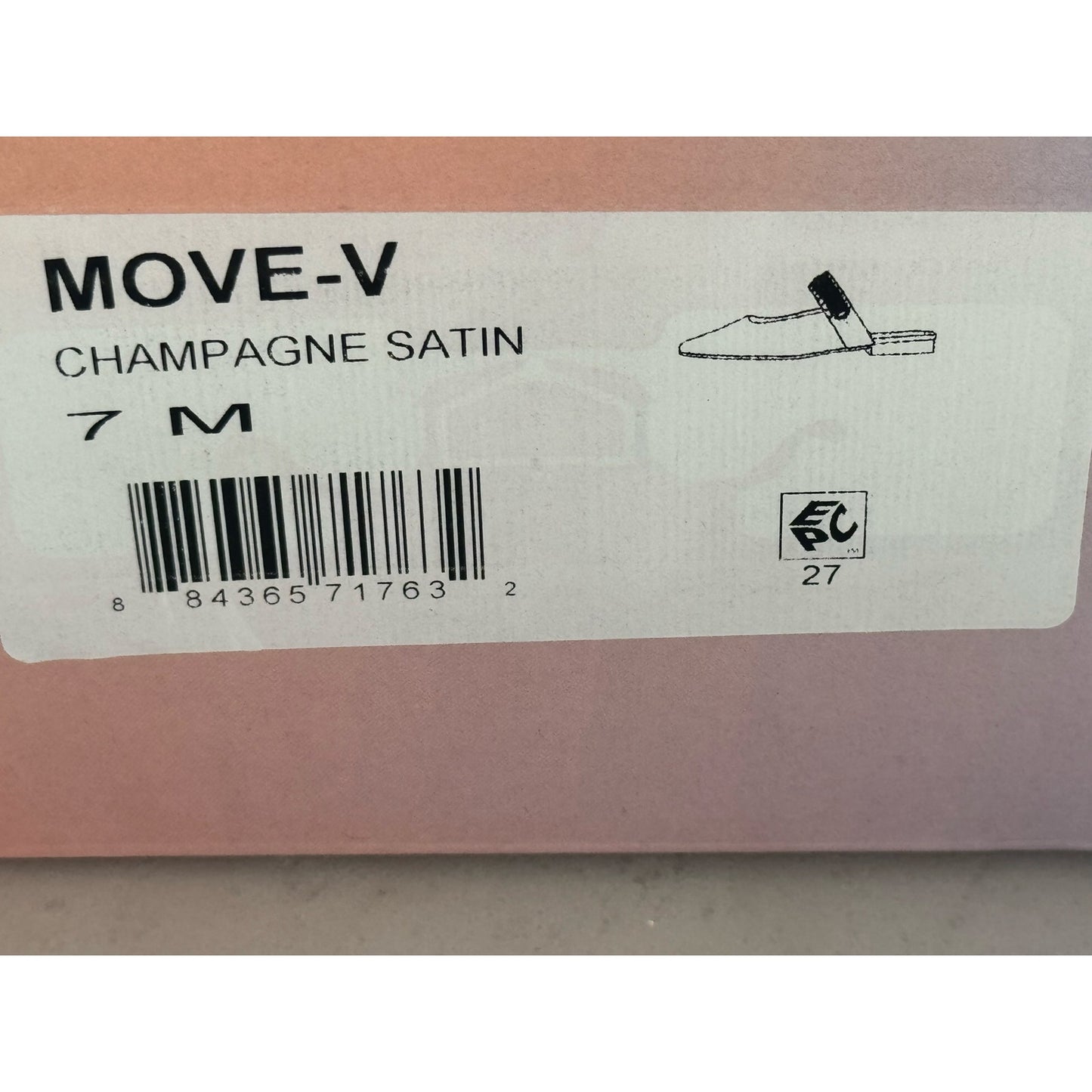Lisa Vicky MOVE-V Champagne Satin Flats – Rhinestone Strap – Size 7 NEW
