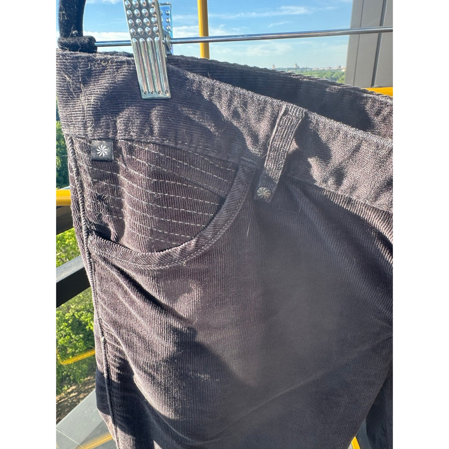 Athleta Solid Slim Black Corduroy Pants Women's Size 14