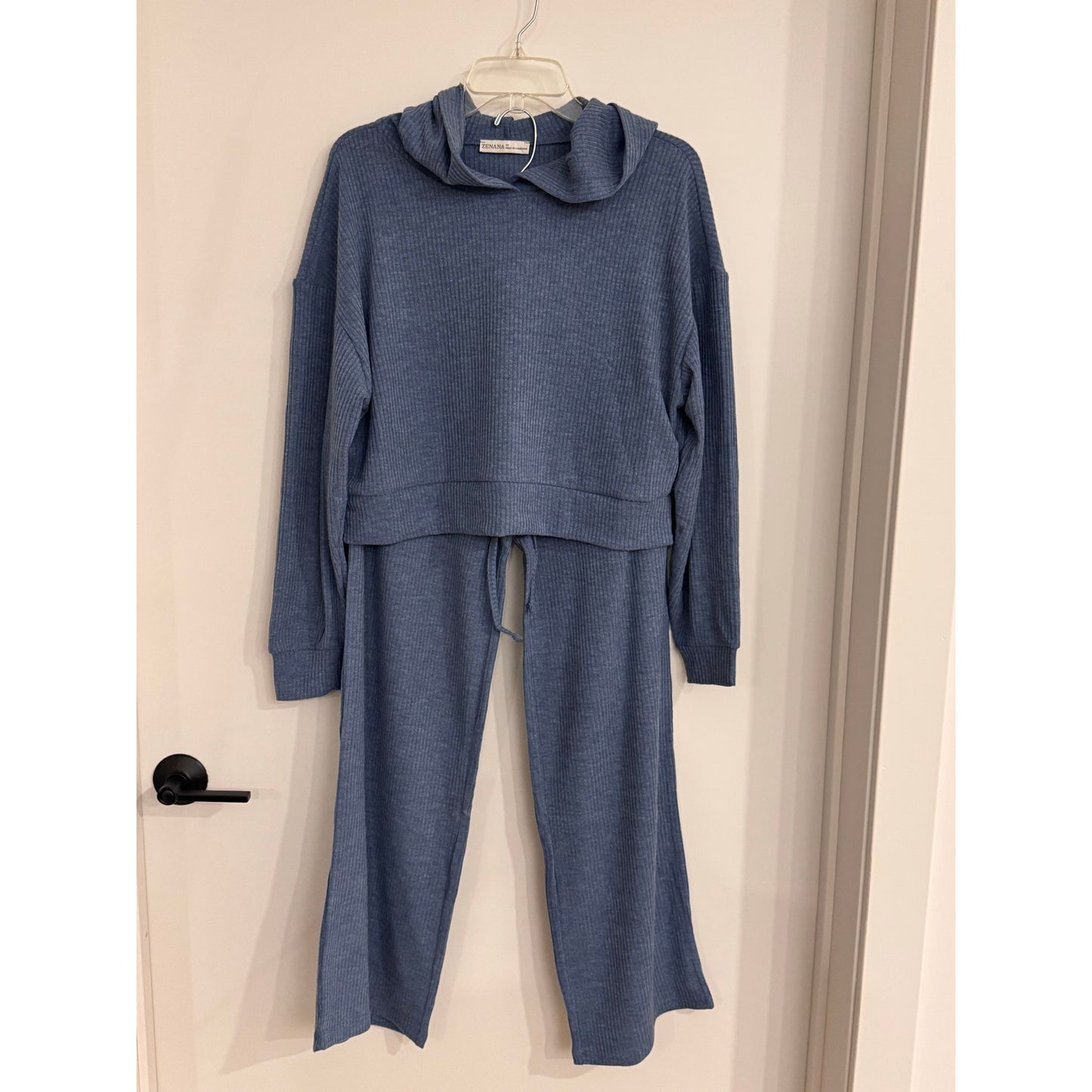 Zenana Ribbed Lounge Set | Blue | Size M | NWT