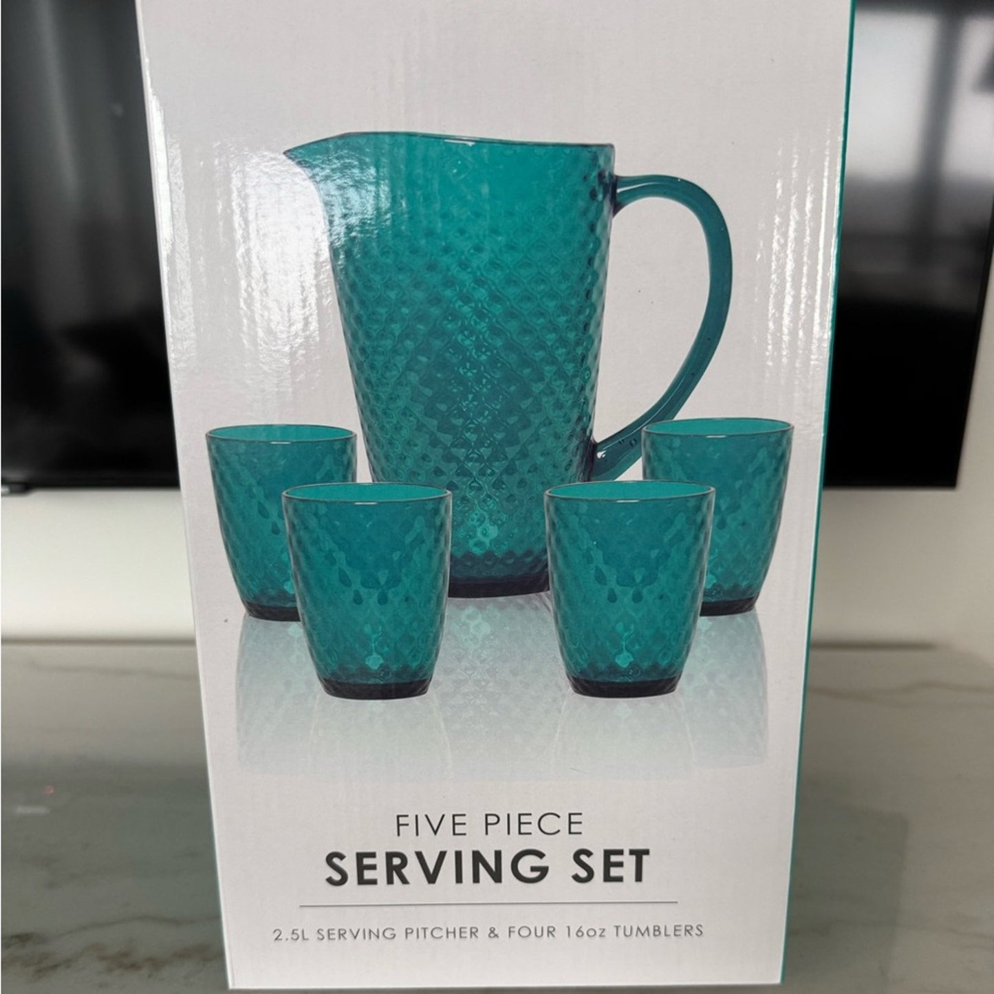 5-Piece Glass Serving Set – Pitcher & Tumblers in box NEW