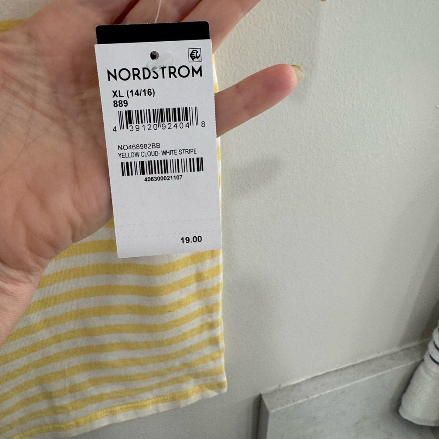 Nordstrom Yellow Cloud-White Stripe Shirt – Size XL (14/16) NWT