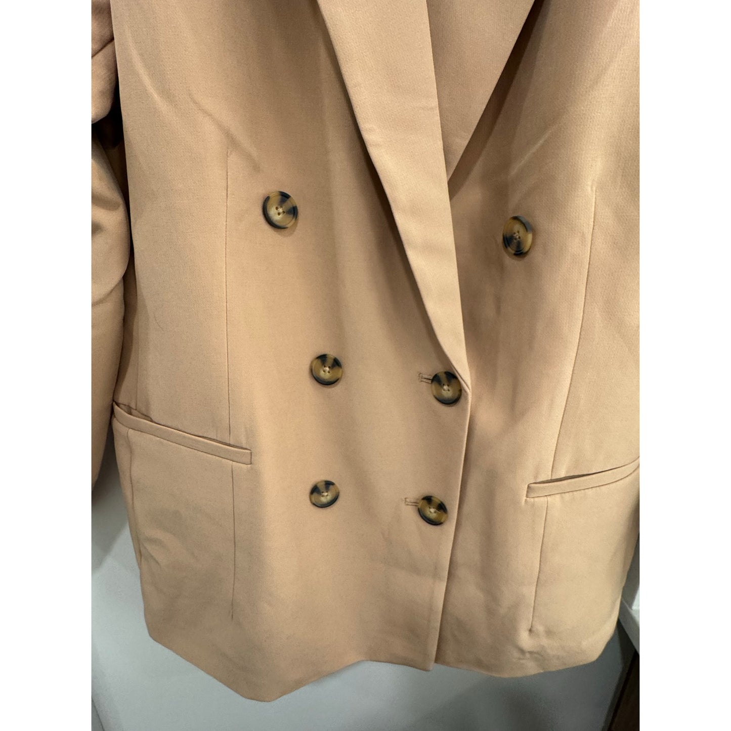The Drop Women’s Kurt Double-Breasted Blazer | Tan | Size Large NWT
