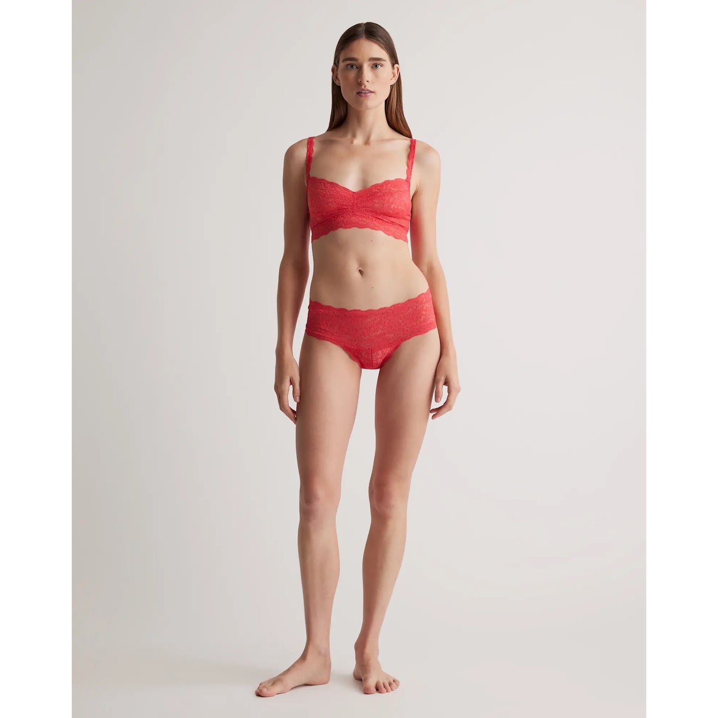 Quince Stretch Lace Thong Underwear 6-Pack Medium Black Pink Ruby NEW