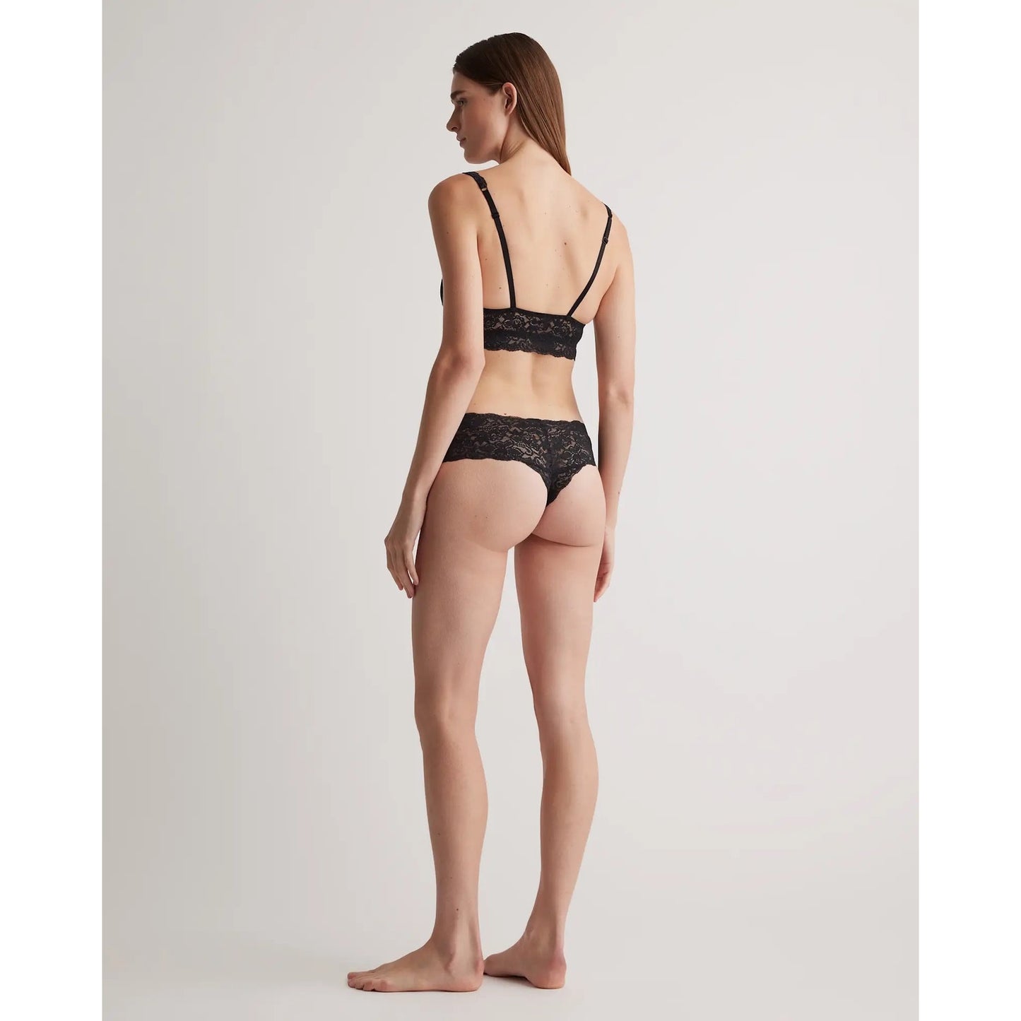 Quince Stretch Lace Thong Underwear 6-Pack Medium Black Pink Ruby NEW