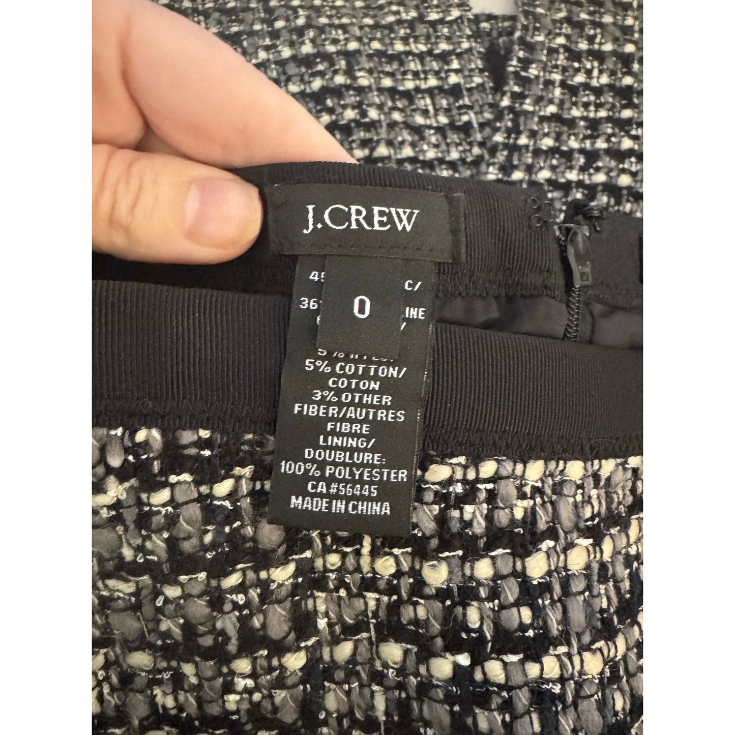 J.Crew No. 2 Pencil Skirt Tweed Black White Size 0 Work Classic