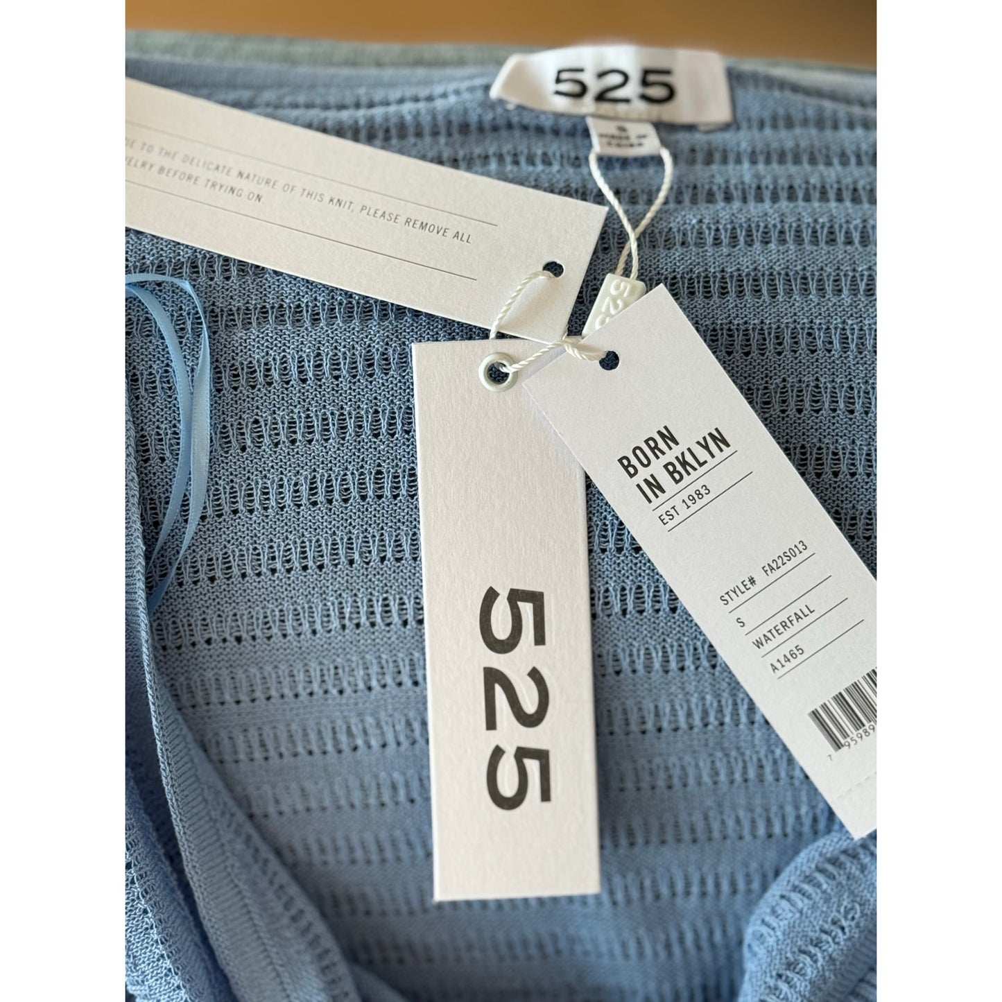 525 America Waterfall Blue Knit Halter Tank Top | Size Small NEW