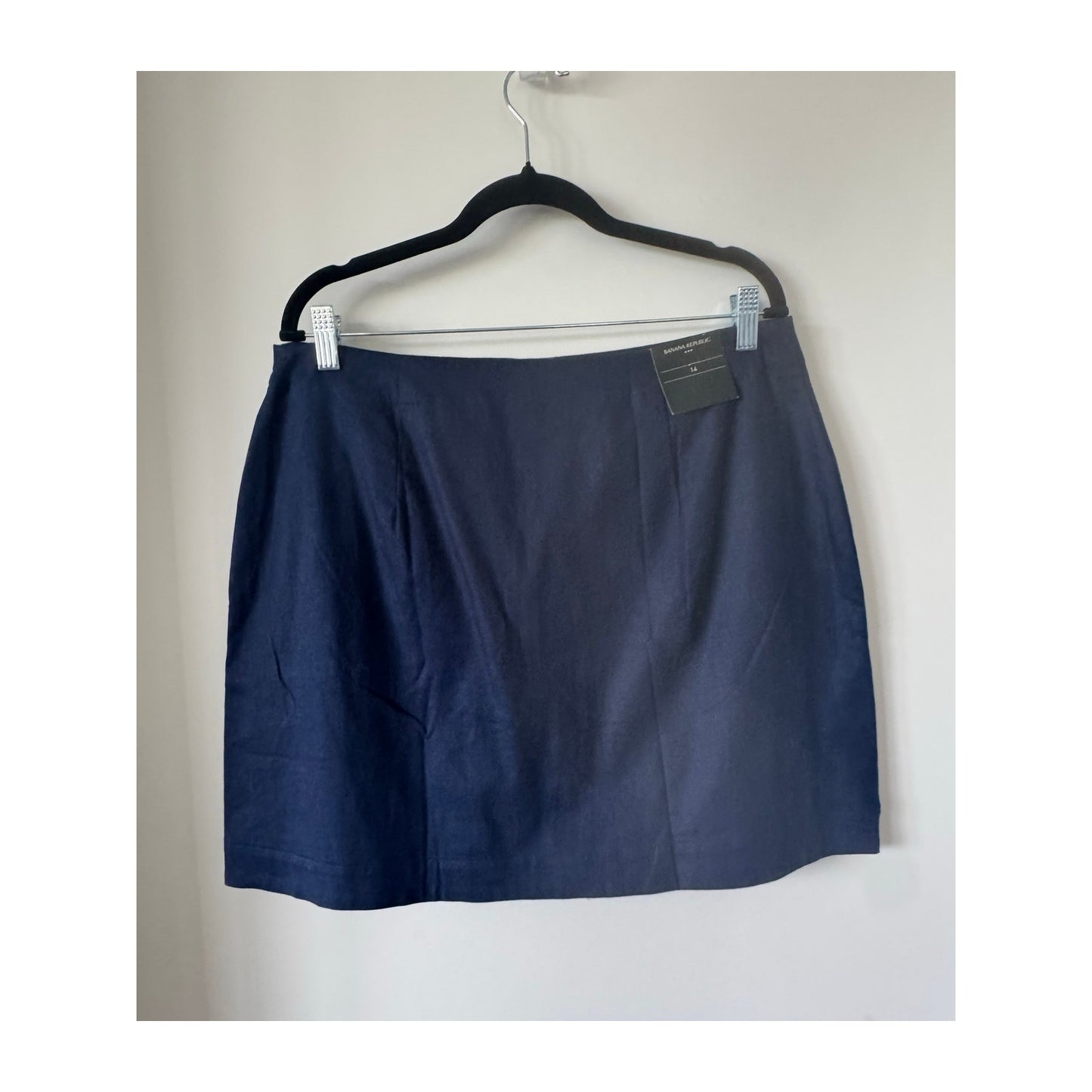 Banana Republic Linen Blend Navy Button Front Mini Skirt NEW Size 14