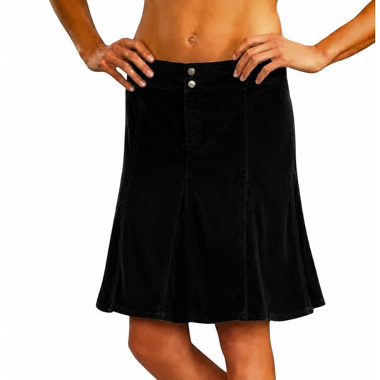 Athleta Whenever Cord Skirt Black Corduroy A-Line Size 12 Stretch Casual Pockets