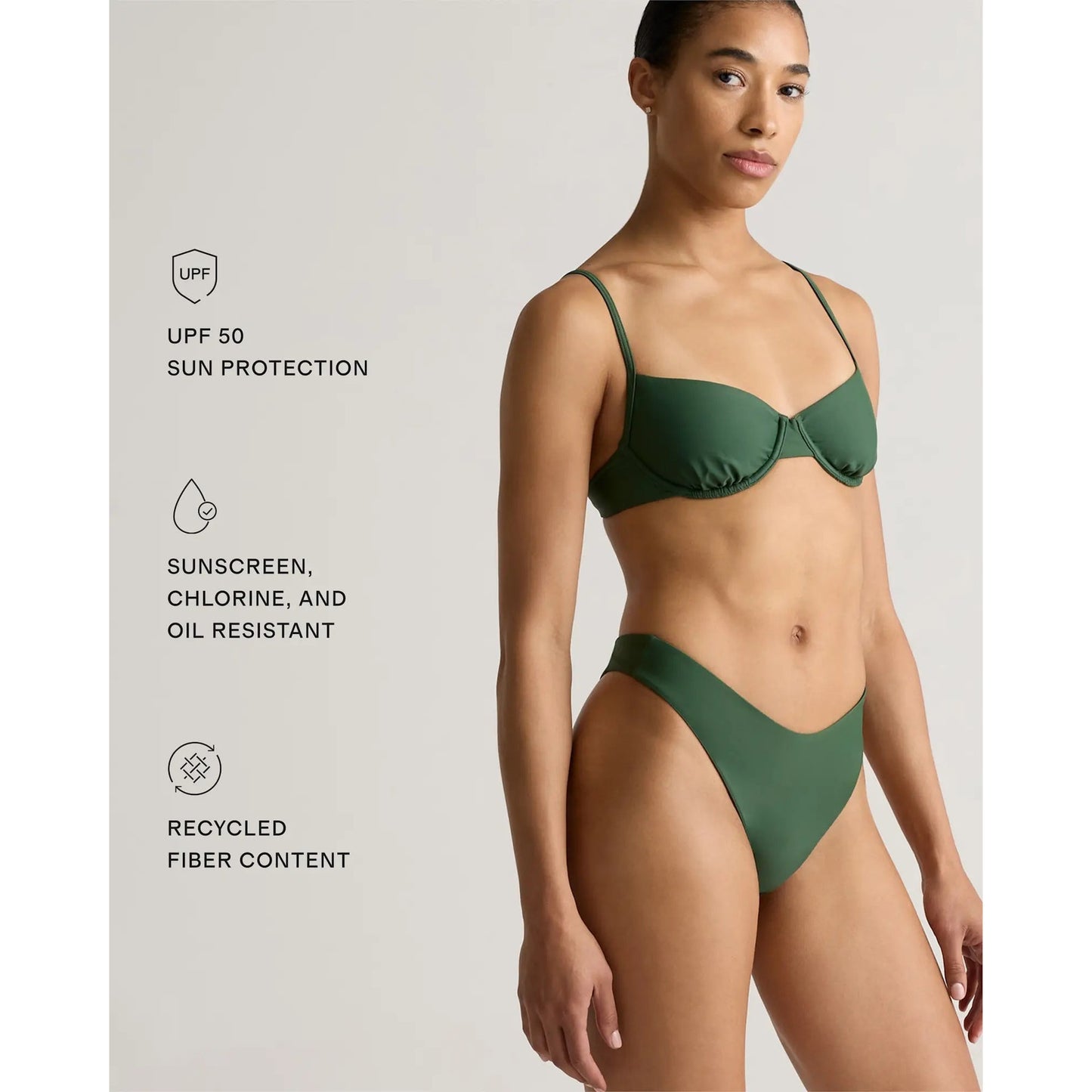 Quince Italian Demi Bikini Top Green Large NEW Underwire Swim Top