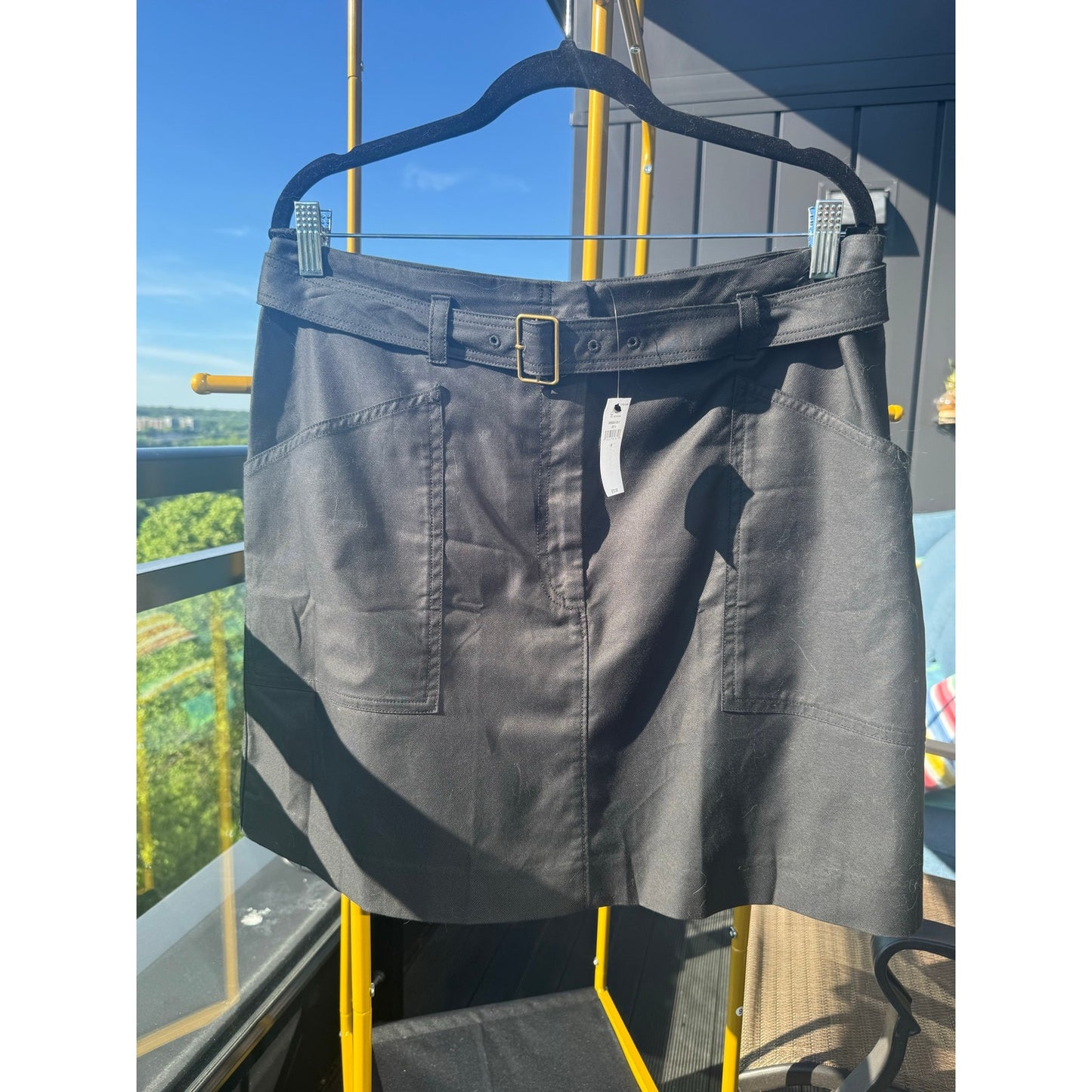 Banana Republic Belted Painter Skirt Black Utility Size 14 NEW