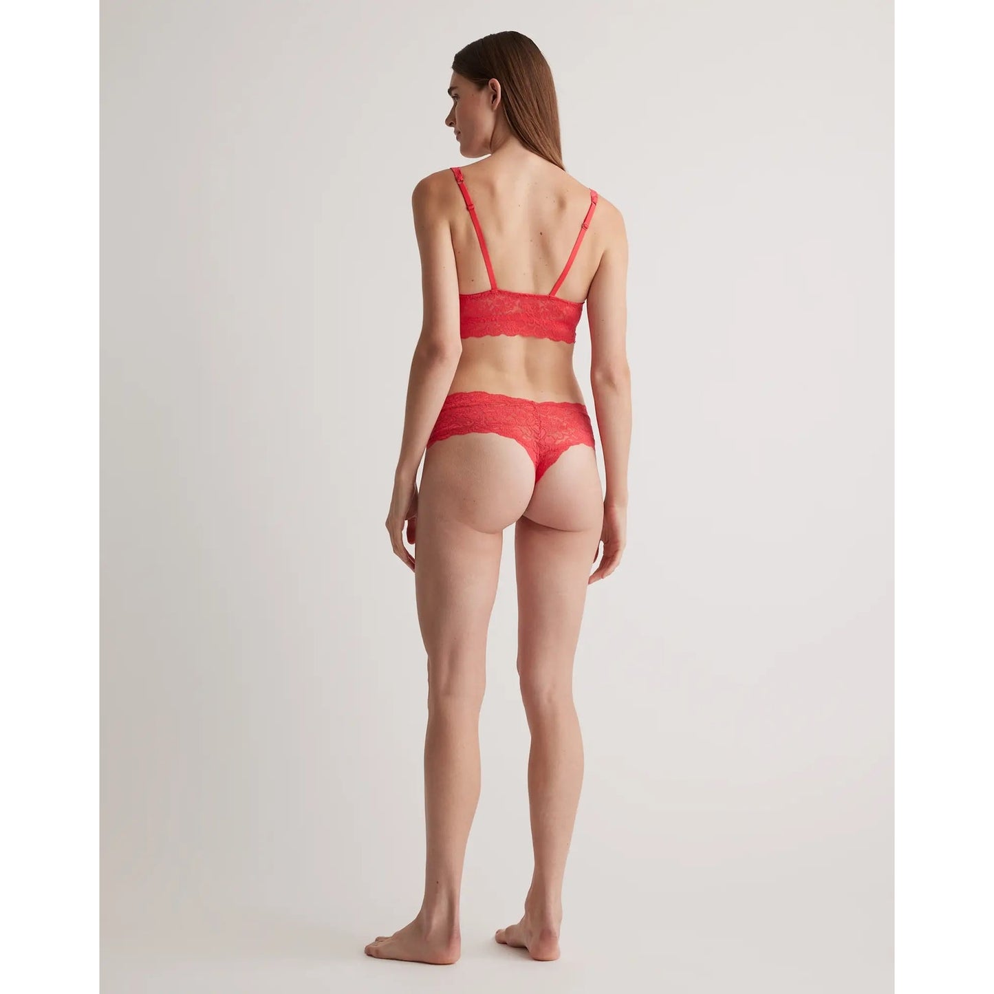 Quince Stretch Lace Thong Underwear 6-Pack Medium Black Pink Ruby NEW