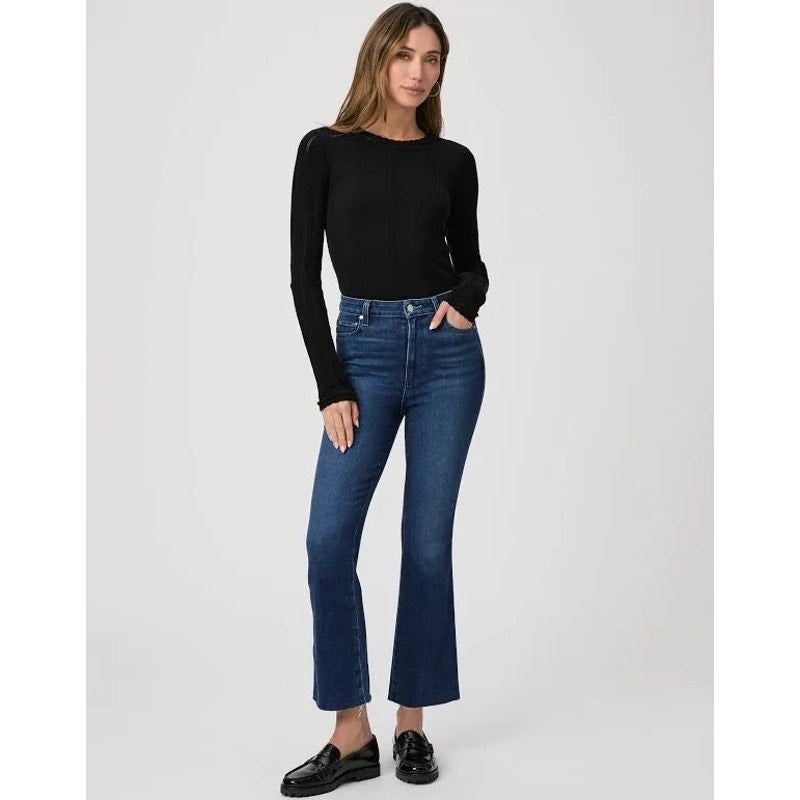 PAIGE Claudine High Rise Ankle Flare Jeans Raw Hem Size 32
