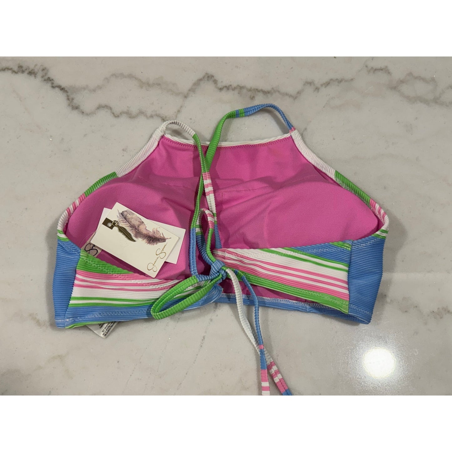 Jessica Simpson Ribbed Stripe Bikini Top – NWT Size Large