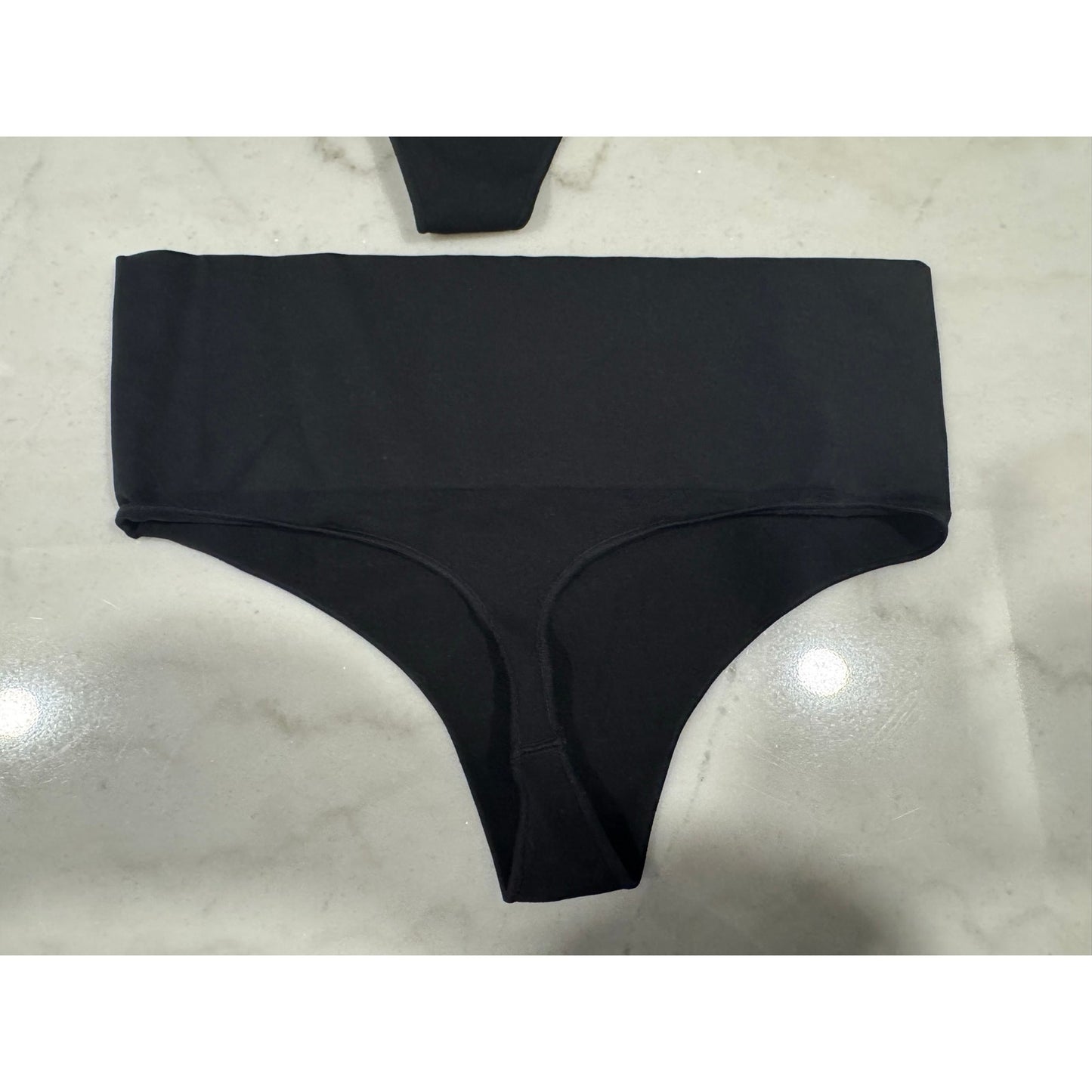 Quince Shaping High-Waisted Thong 3-Pack XL Black Seamless Compression NEW