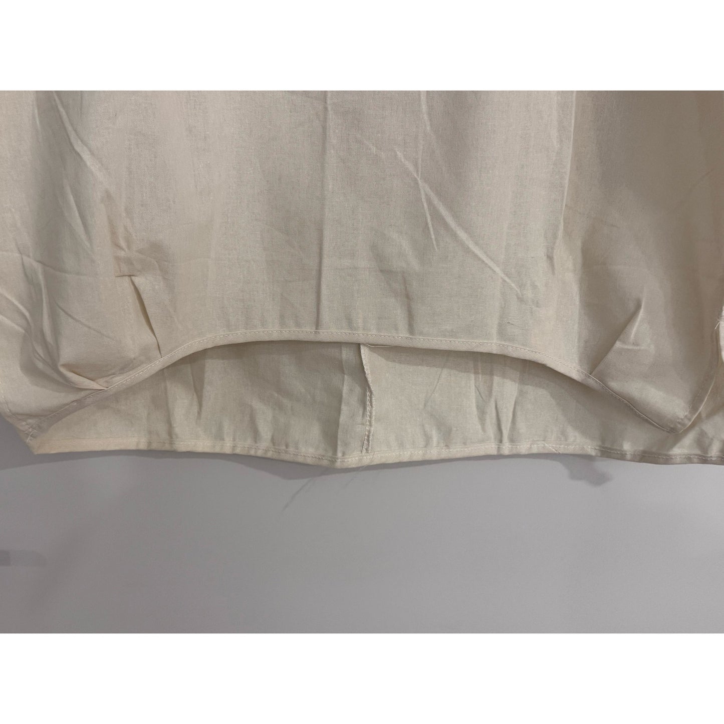 Linen Boxy Top Neutral High Low Hem Minimalist Large NEW
