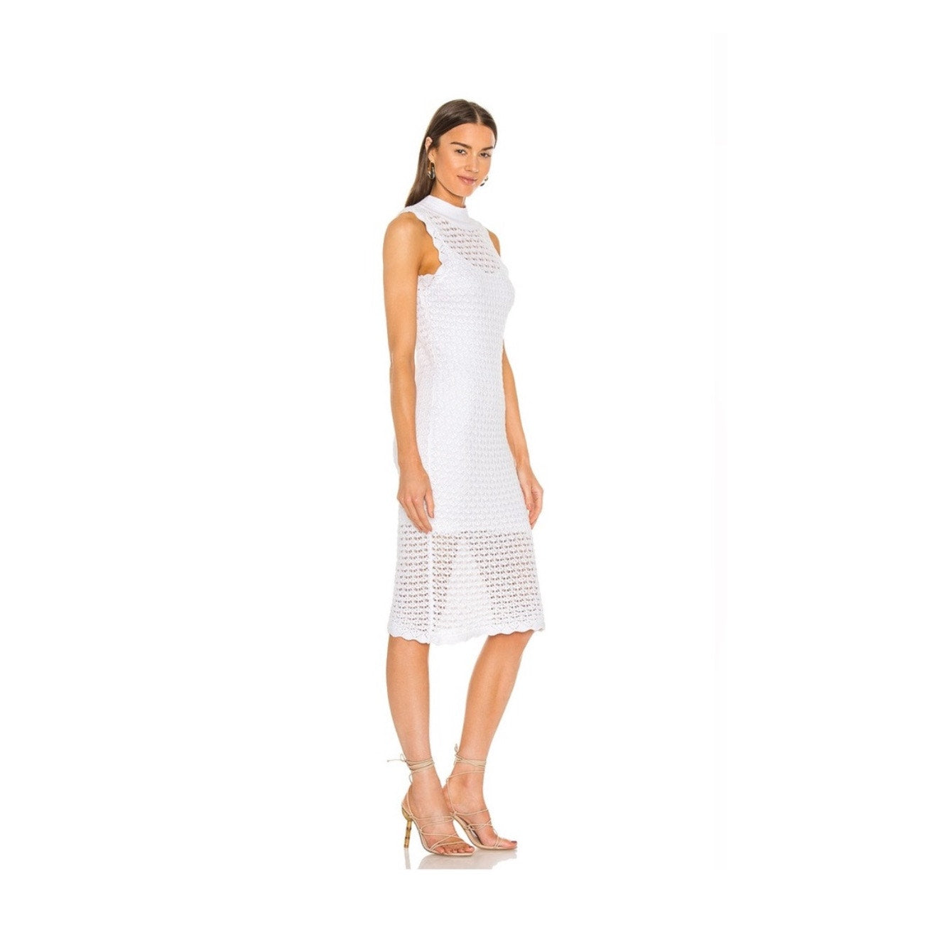 525 Born in BKLYN Crochet Knit Dress – Size Large – Bleach White NEW