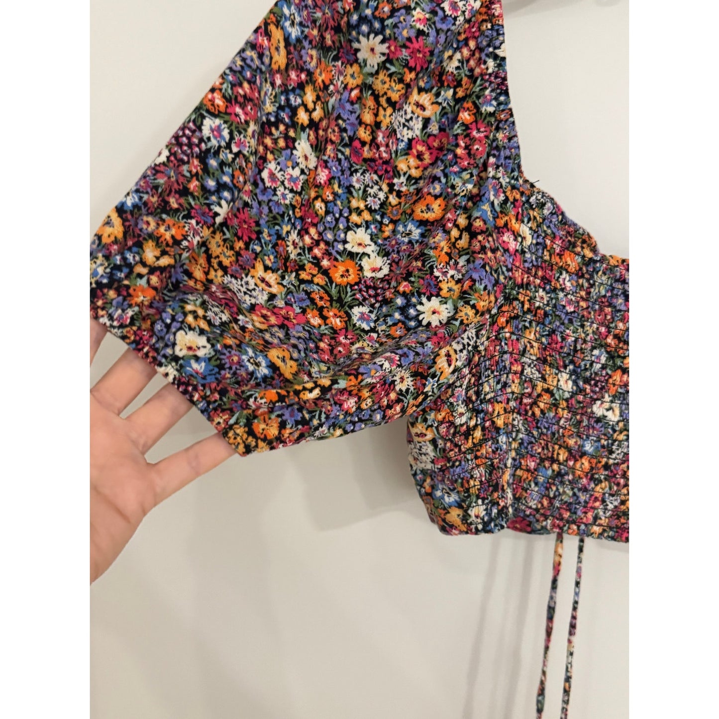 Wild Fable Balloon Sleeve Cropped Top – Size Small – Floral Print