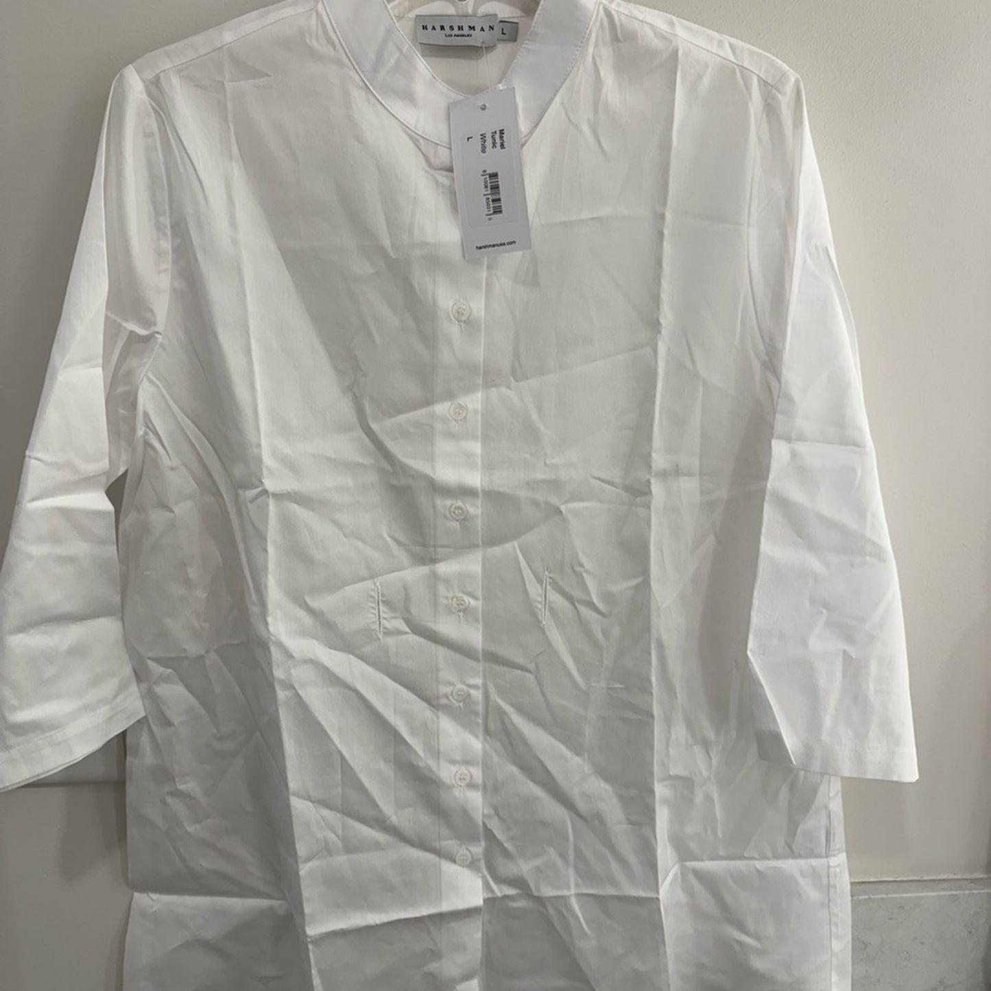 Harshman Mariel Tunic  White w/ Blue Stripe Belt | Size Large NEW