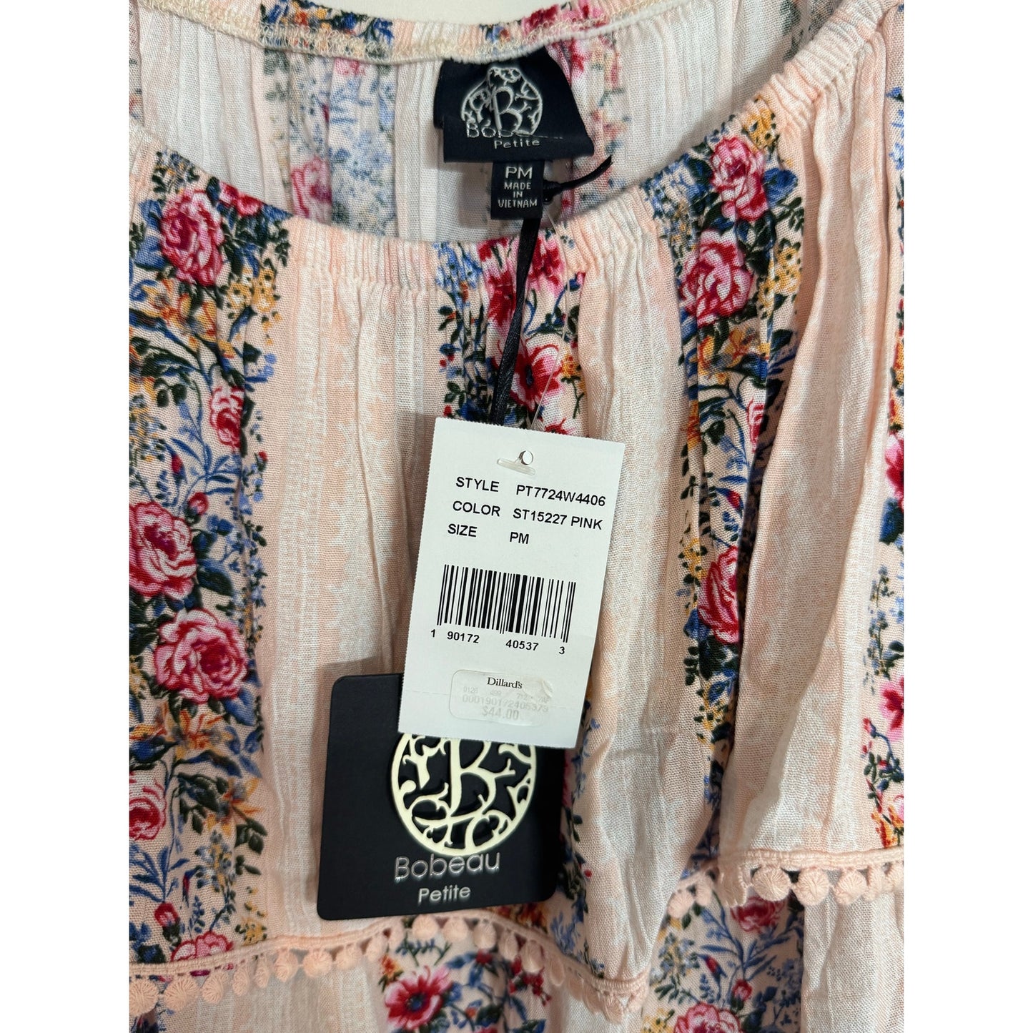 Bobeau Petite Medium Floral Boho Top NWT