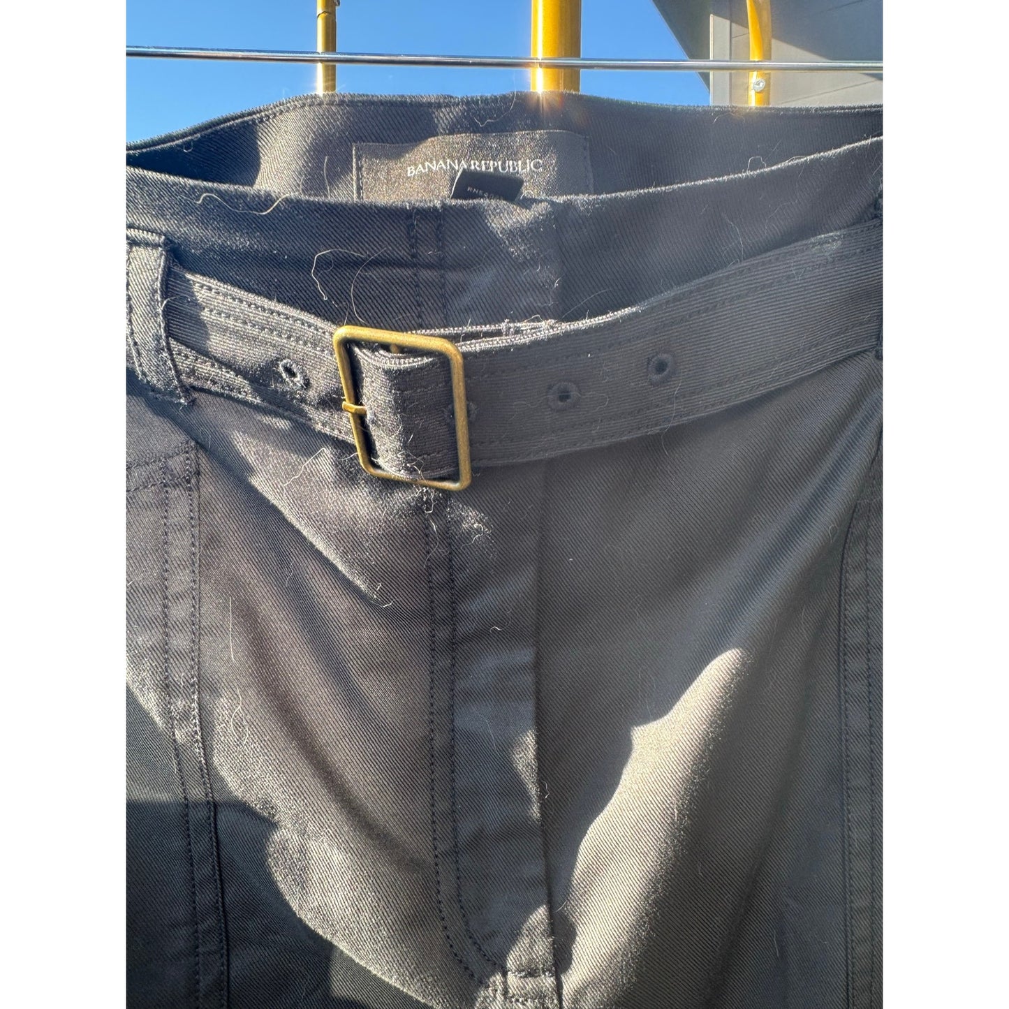 Banana Republic Belted Painter Skirt Black Utility Size 14 NEW