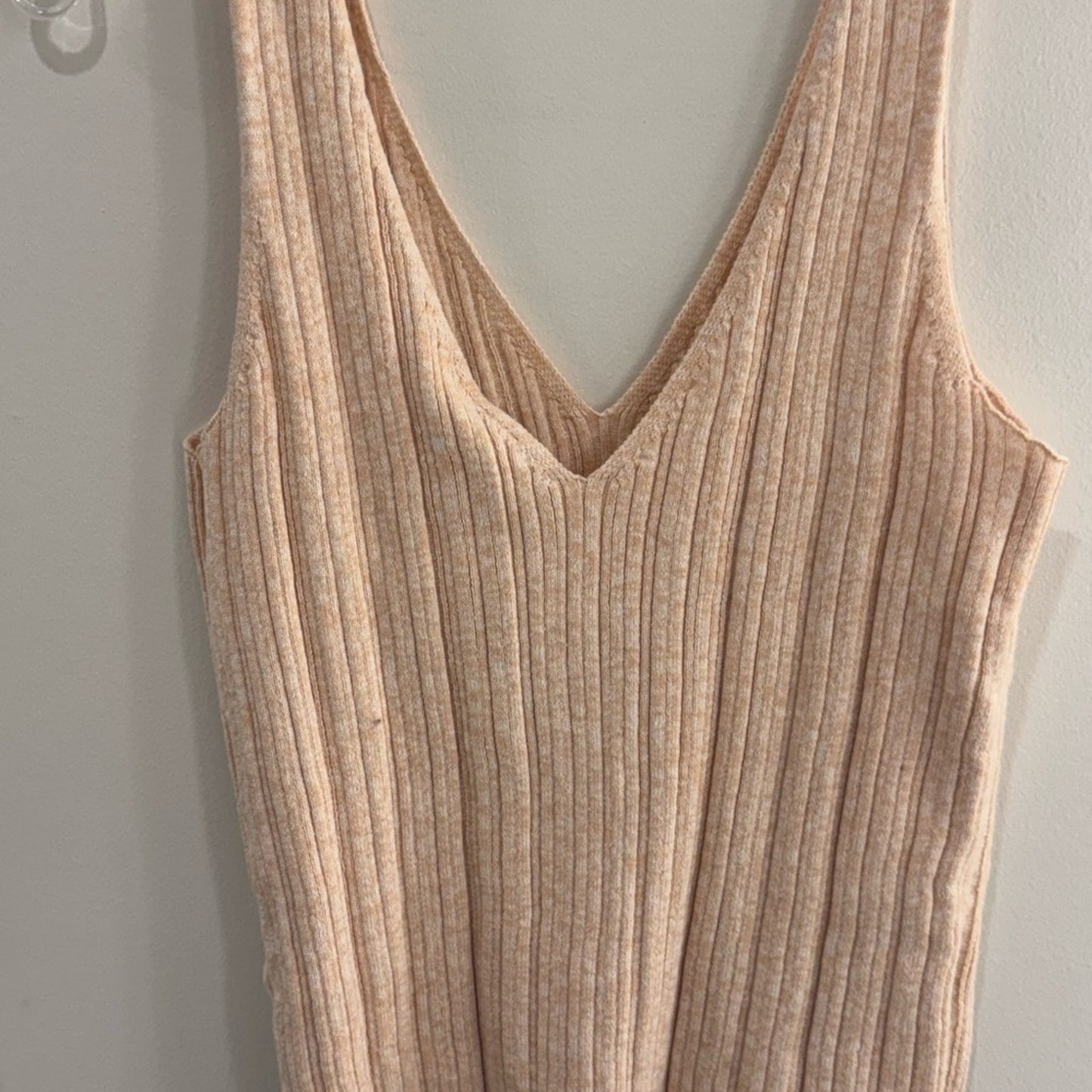 Eberjey Infinite V-Neck Ribbed Sweater Tank | Peach | Size M NWT