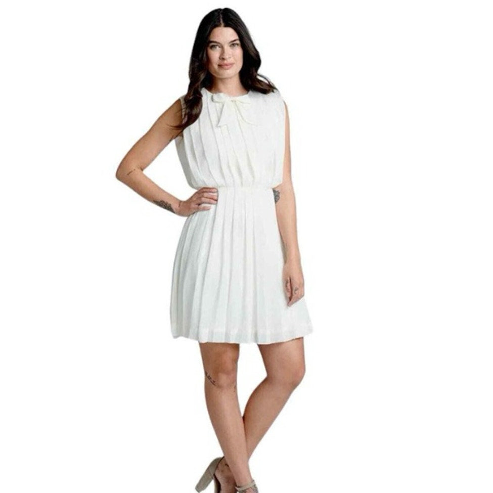 ModCloth “The Pleat-est Things” Mini Dress – Ivory | Size Medium | NEW