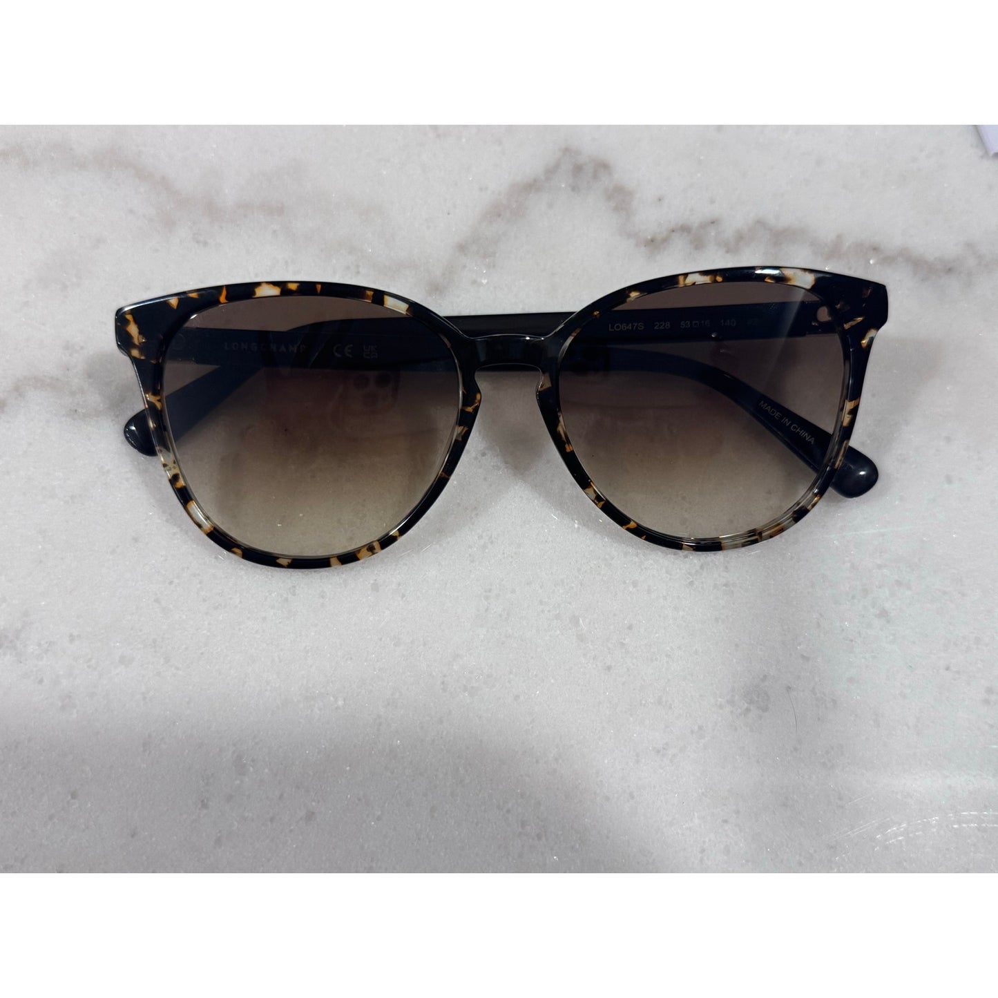 Longchamp Tortoise Round Sunglasses Brown Gradient Lens w Case NEW