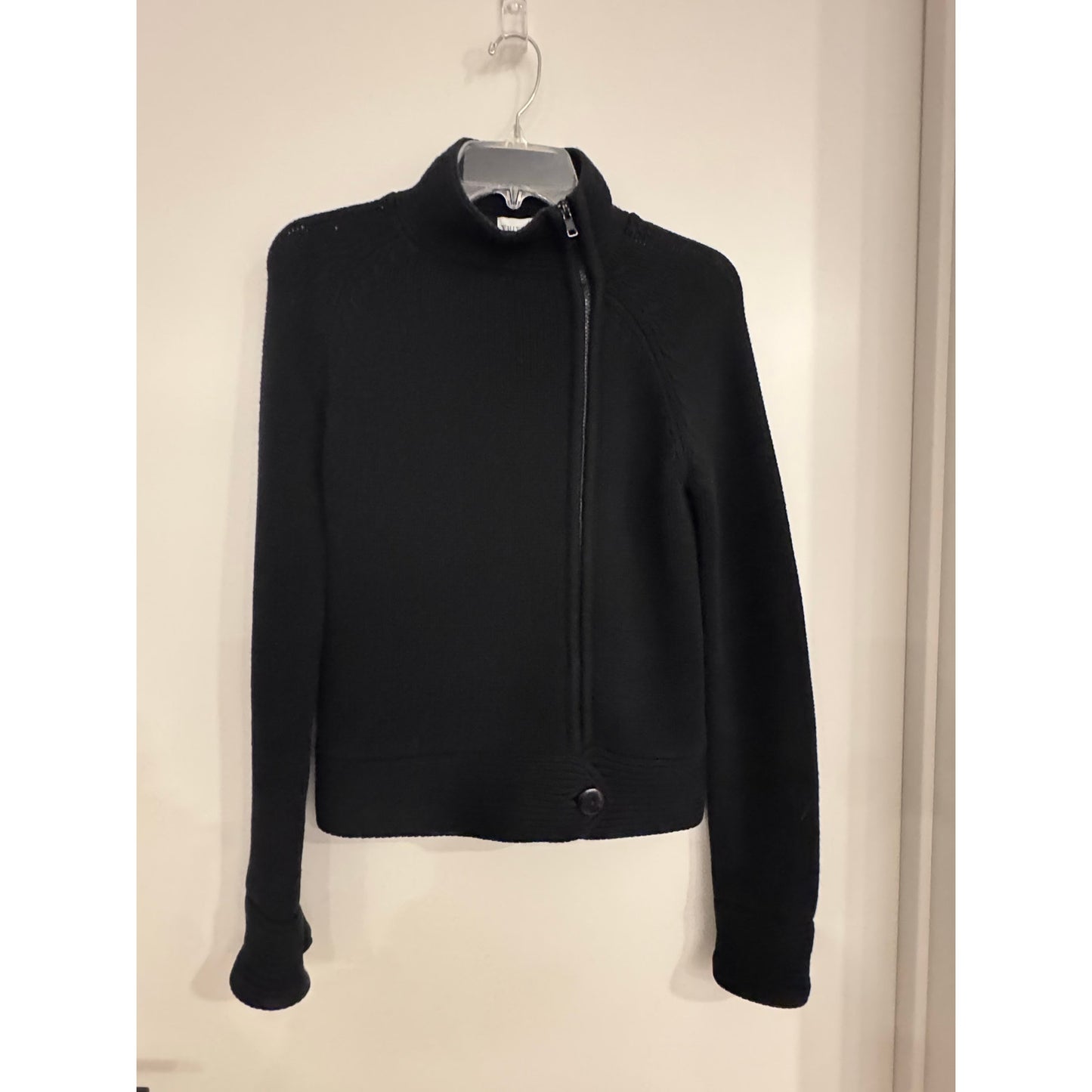 White House Black Market Black Knit Zip Sweater | XS | Asymmetrical Zip