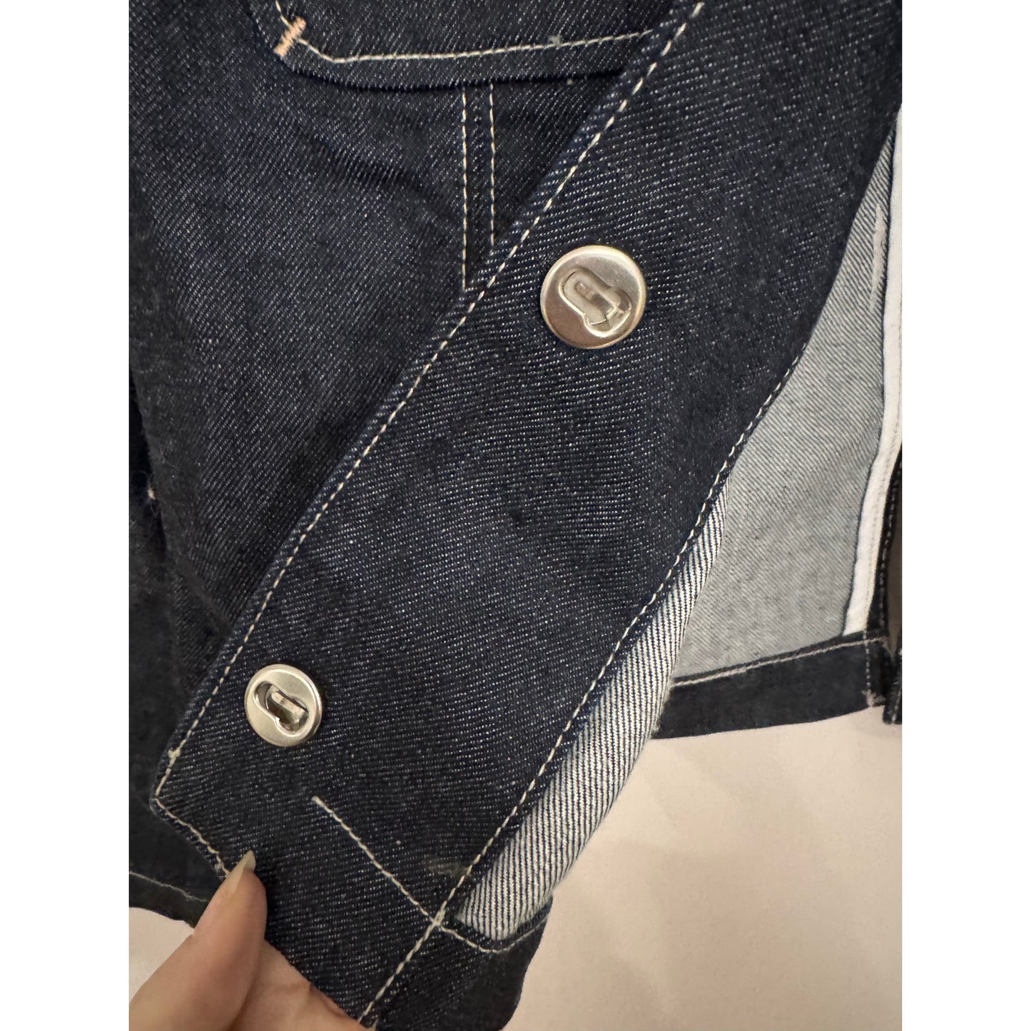 AG Adriano Goldschmied Dark Wash Denim Jacket Slit Back Designer Jean Jacket Size S NEW