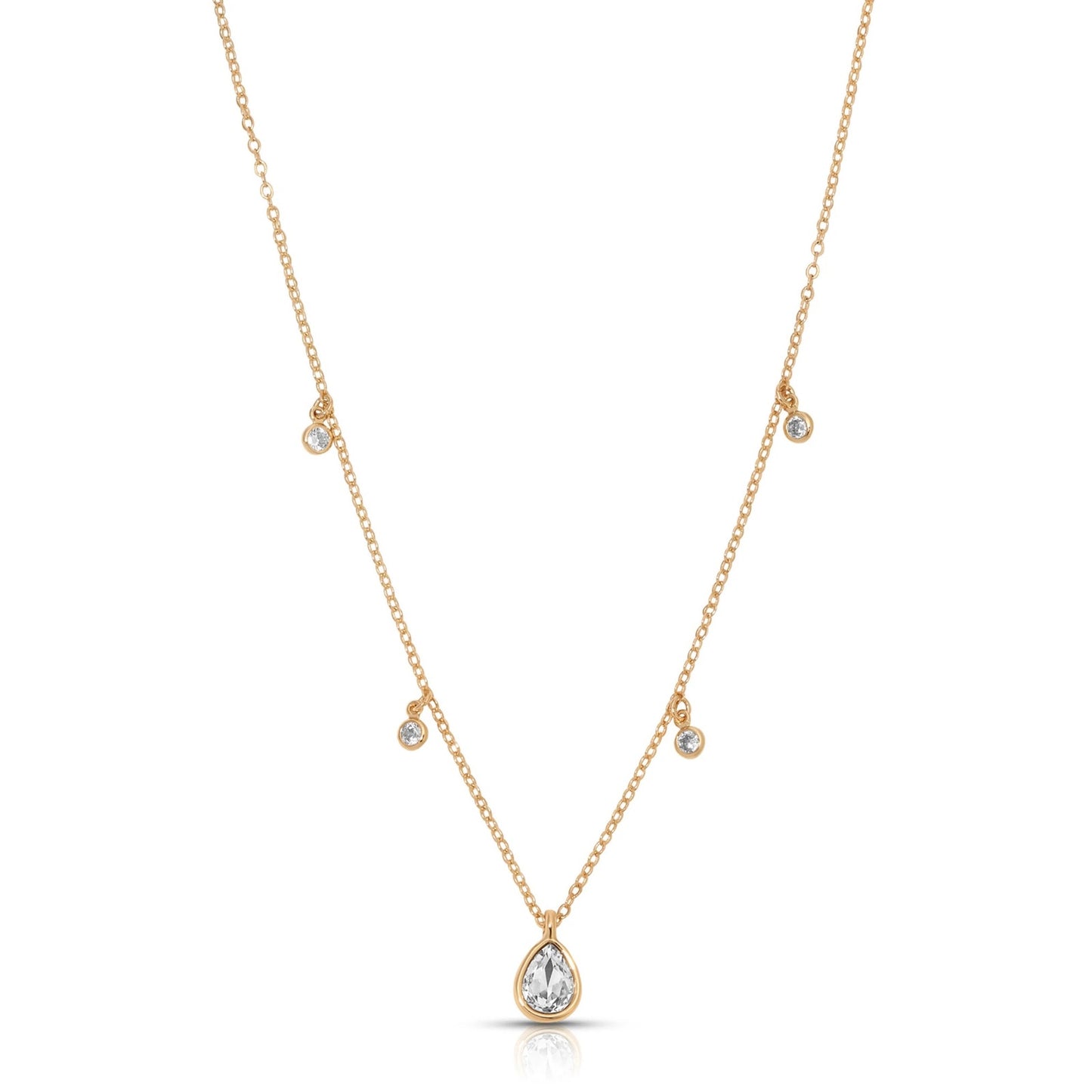 Ettika Dripping in Crystals Drop Necklace 18K Gold Plated Clear Crystal NEW