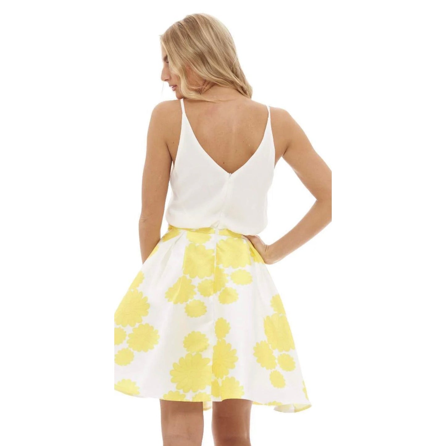 AX Paris Floral Print 2-in-1 Dress – Yellow | NEW | Size US 4