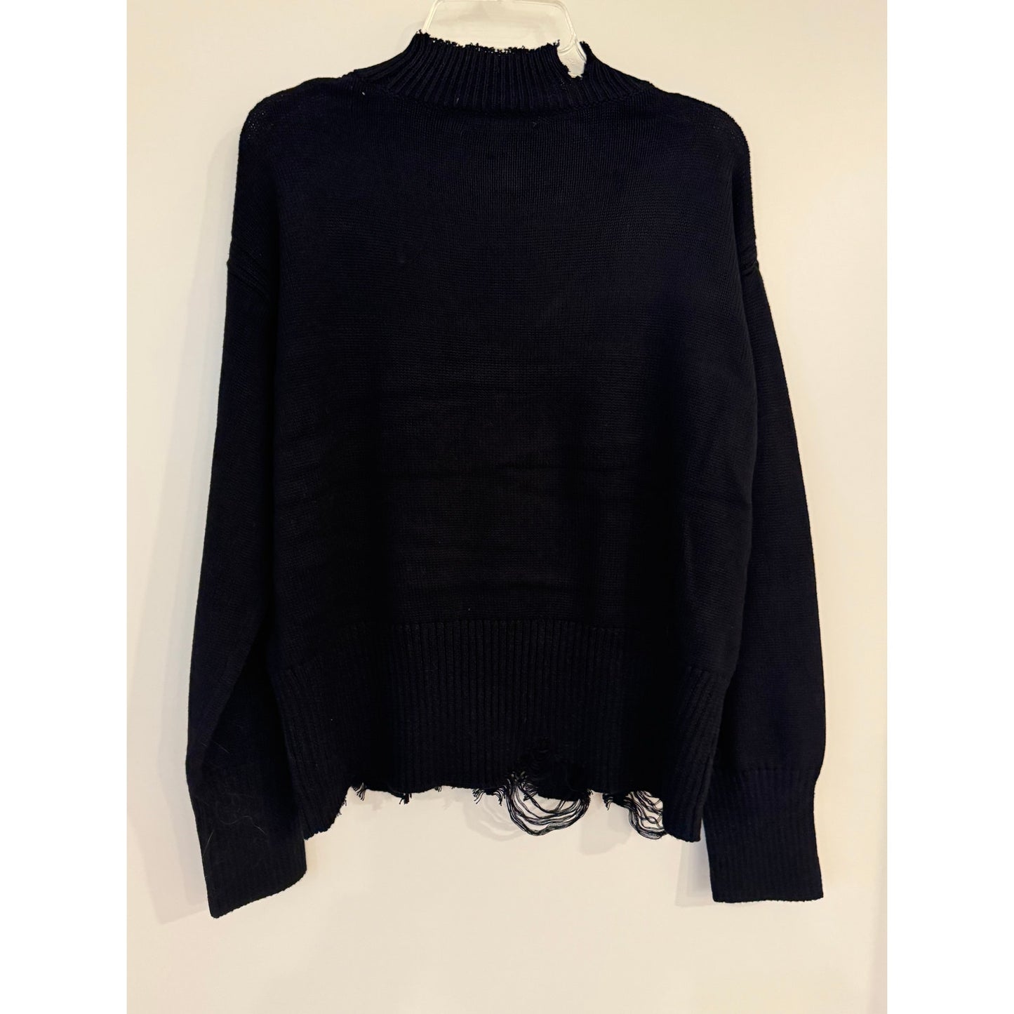 525 America Born in BKLYN Distressed Mock Neck Sweater – Size S – Black NWT