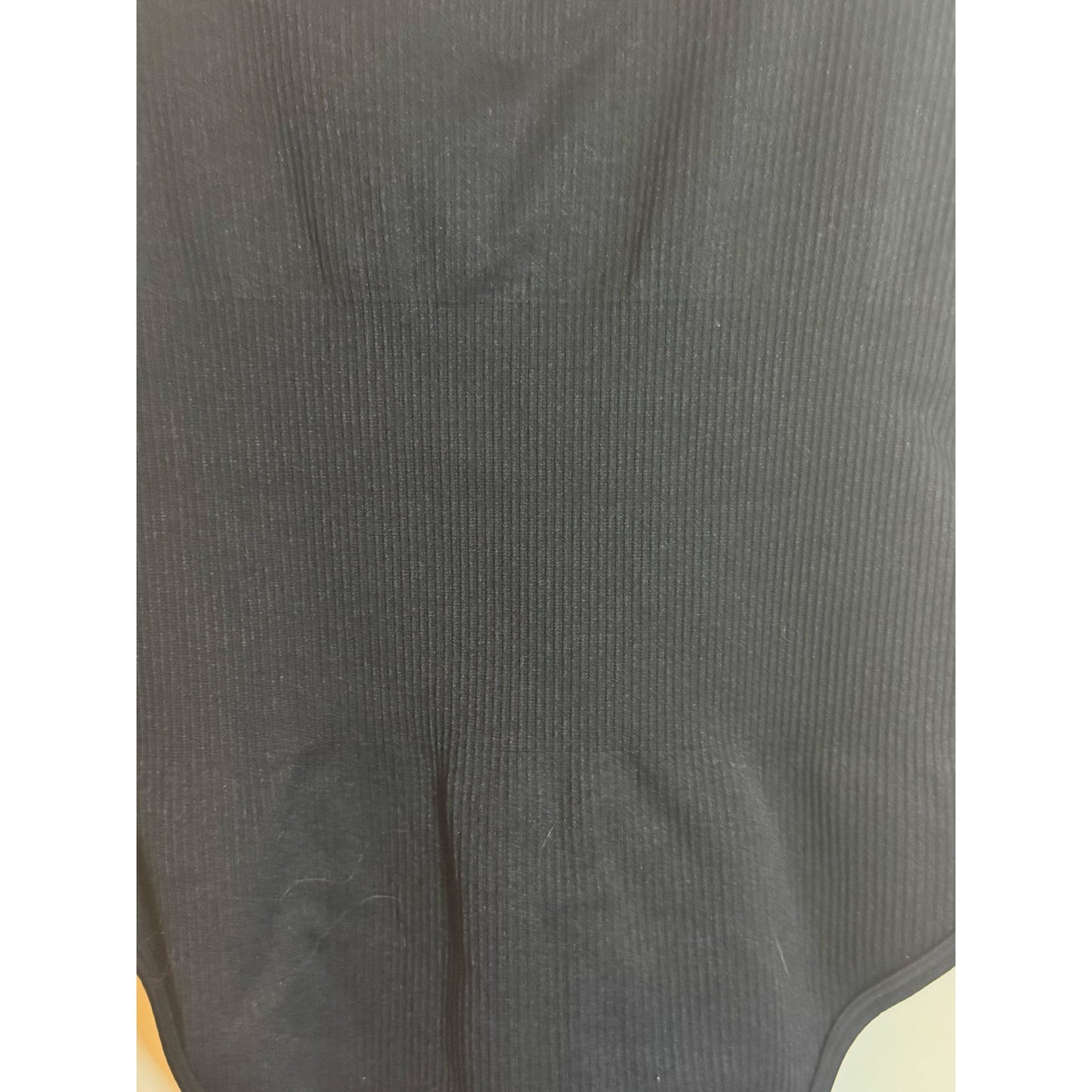 OQQ Ribbed Scoop Neck Bodysuit with Snap Closure – Black, Size Large