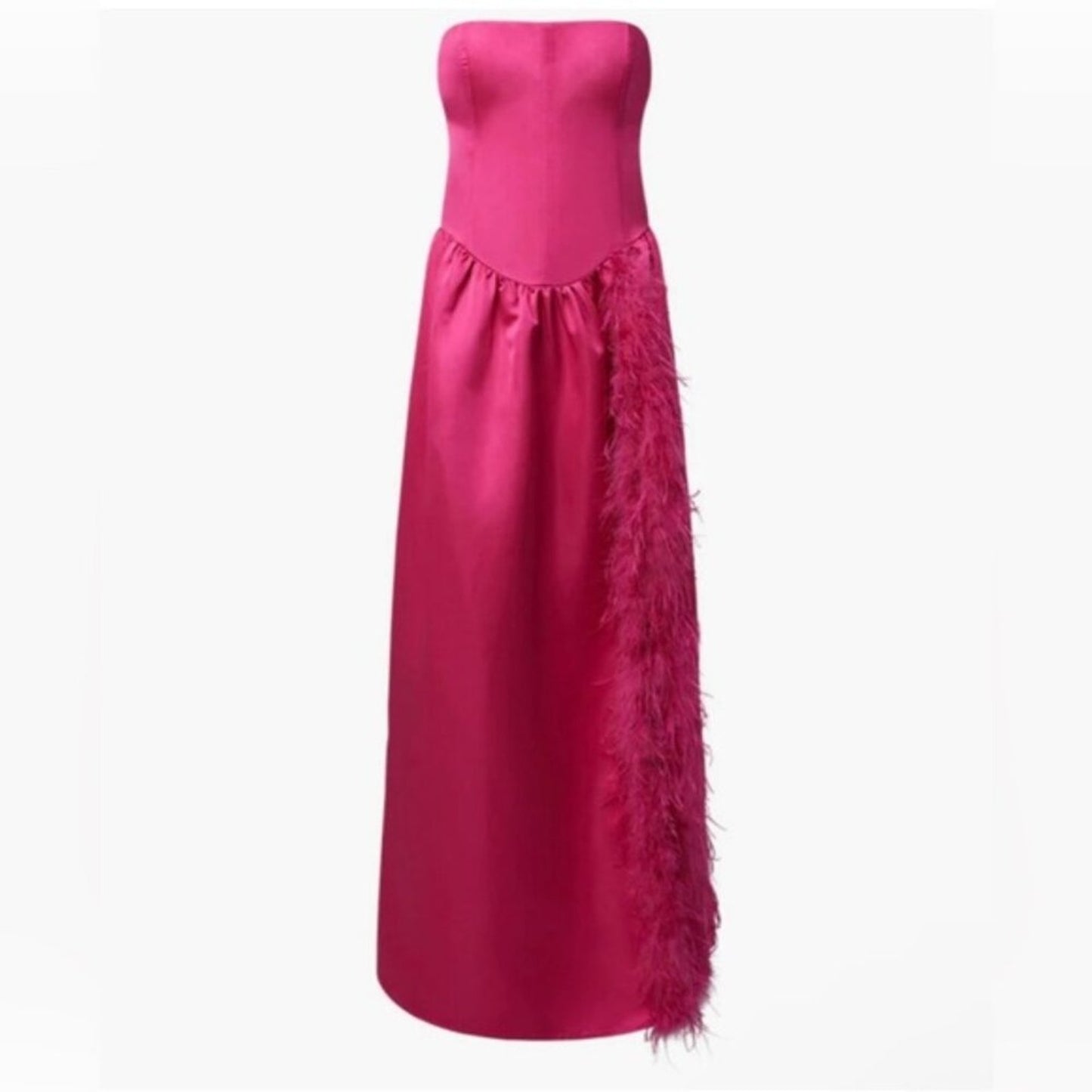 WeWoreWhat Corset Feathered Gown – Size 2 – Magenta NEW