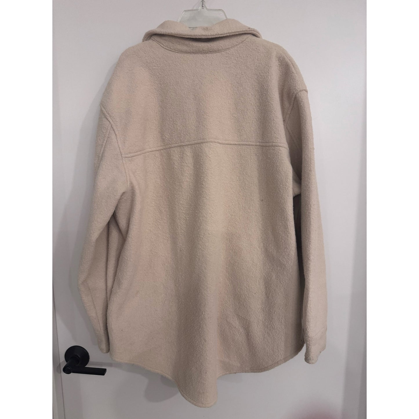 Hilary Radley Women’s Shacket Shirt Jacket Cream Fleece Button Front Size XL