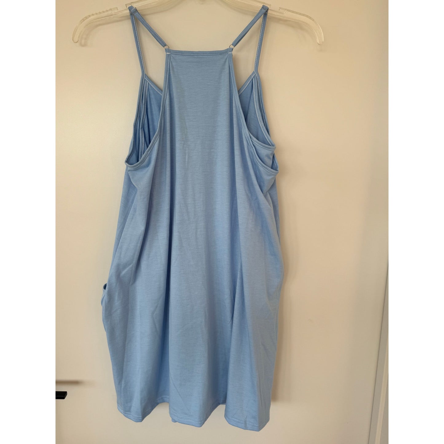 Light Blue Double-Layer Lounge Dress w/ Built-In Dress Shorts | Size M