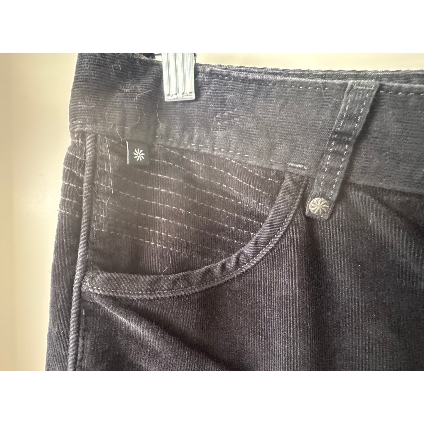 Athleta Solid Slim Black Corduroy Pants Women's Size 14