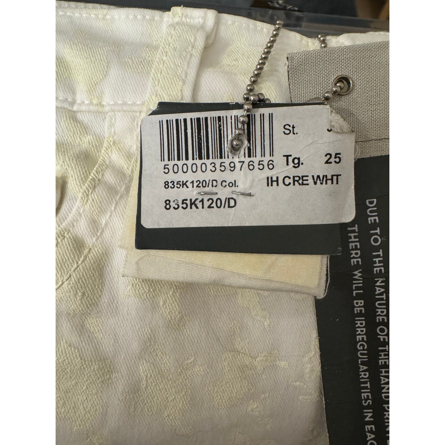 J Brand Mid-Rise Skinny Jeans – Hand-Printed Cream White – Size 25 NEW