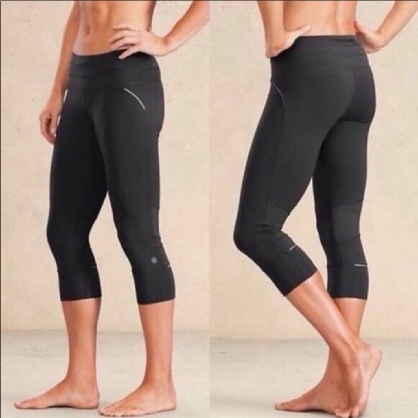 Athleta Relay Capri Black Running Leggings | Size L