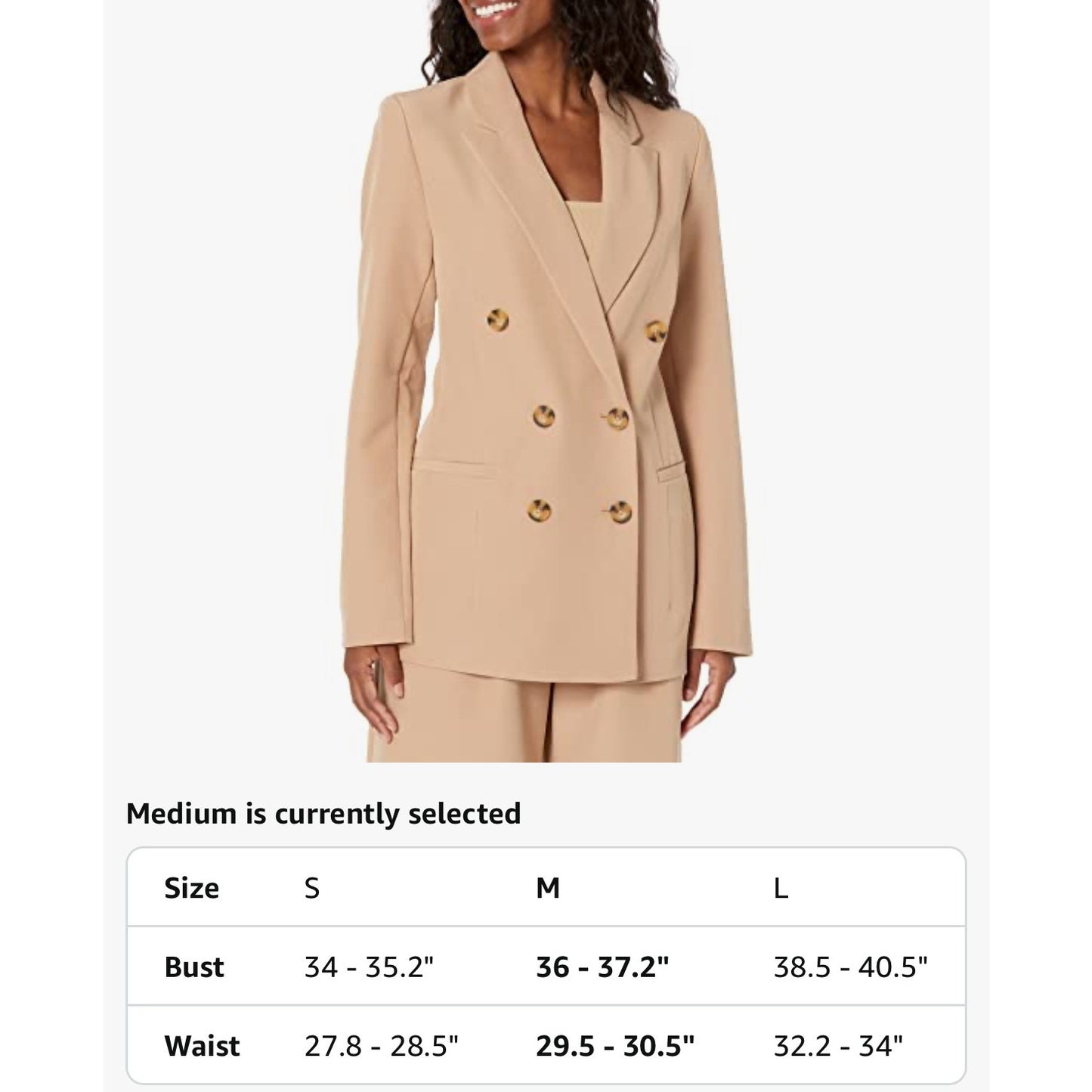 The Drop Women’s Kurt Double-Breasted Blazer | Tan | Size Large NWT