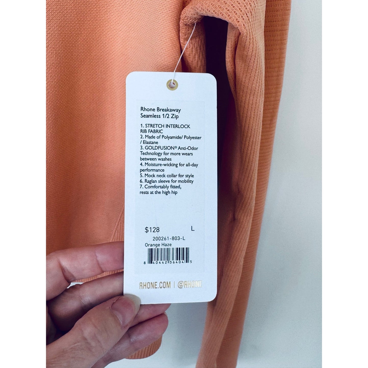 Rhone Breakaway Seamless 1/4 Zip Orange Haze NEW Size Large