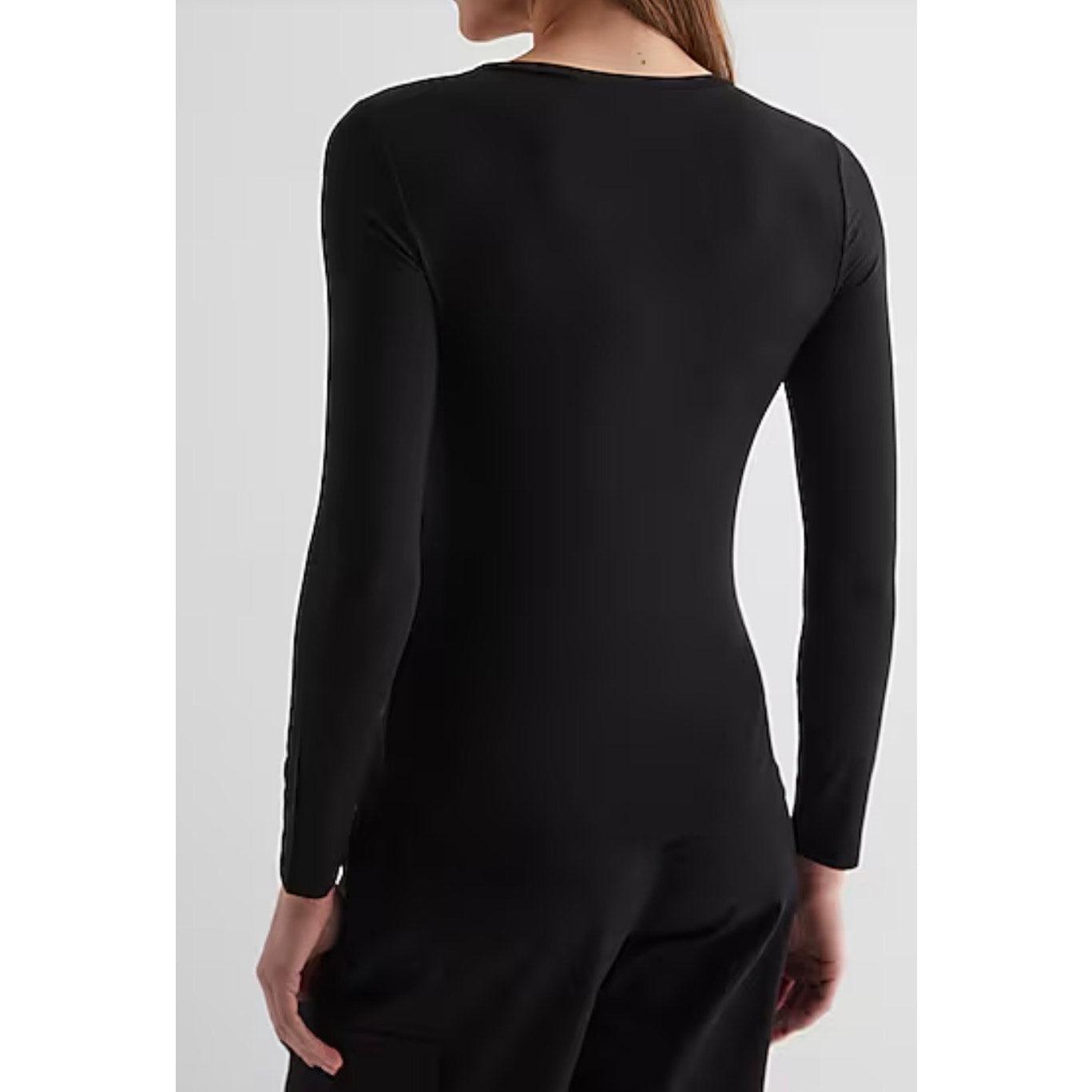 Express Supersoft Double Layer Fitted Long Sleeve Tee Black | Large | NEW