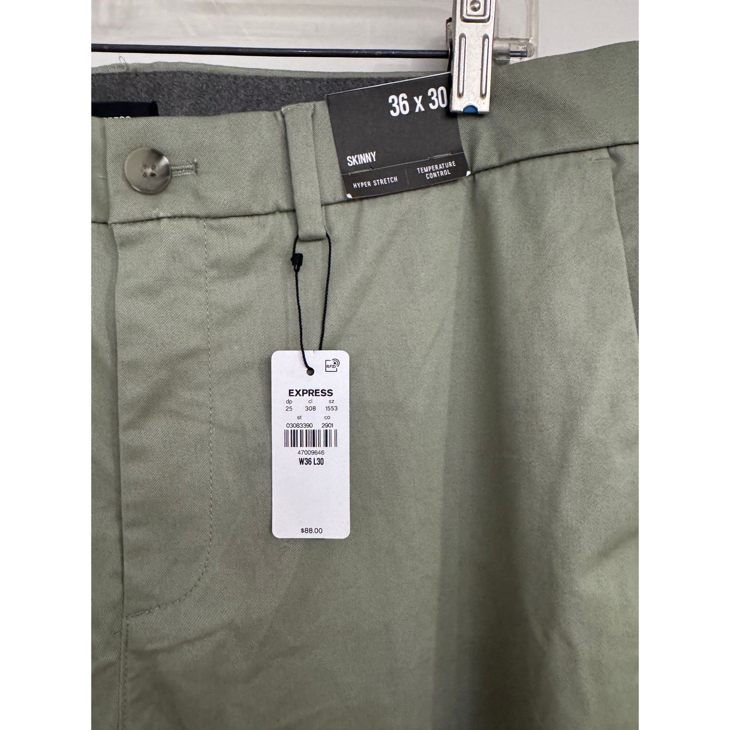 Express Men's Skinny Comfort Waist Hyper Stretch Chino Pants 36x30