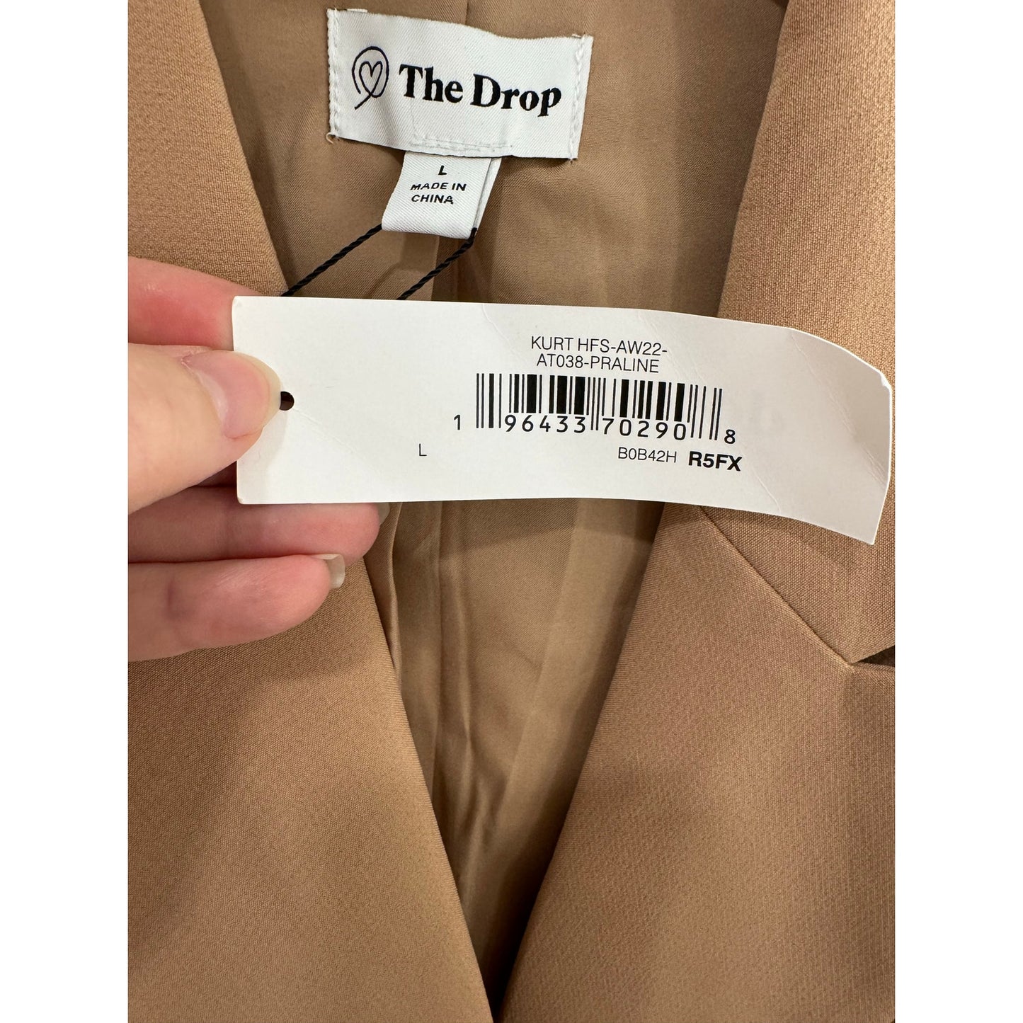 The Drop Women’s Kurt Double-Breasted Blazer | Tan | Size Large NWT
