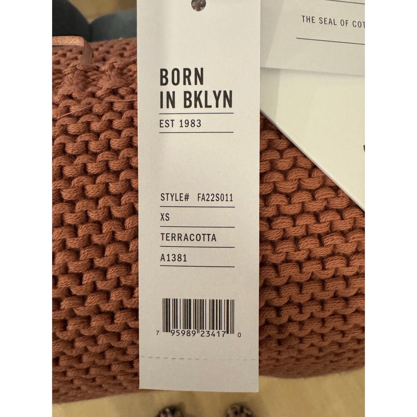 525 Born in BKLYN Terracotta Knit Halter Top XS NWT