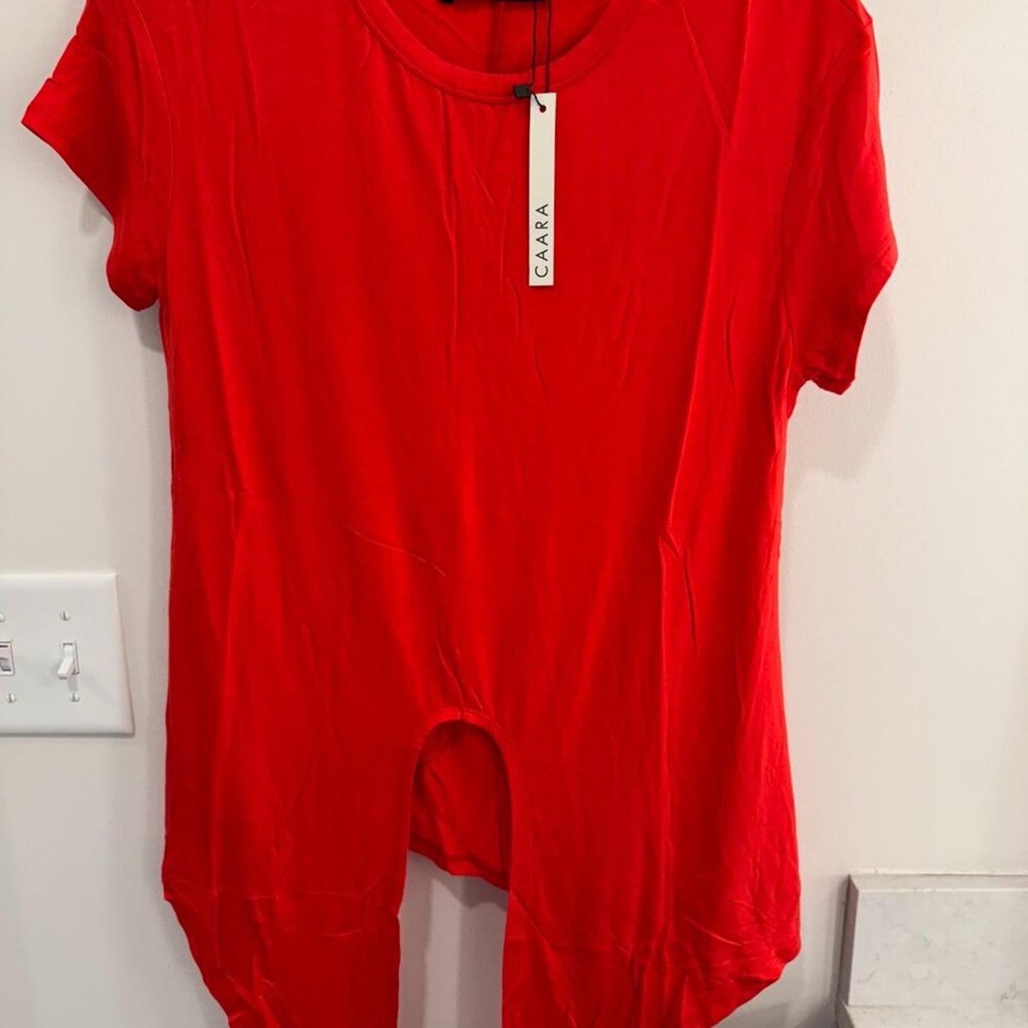 Caara Red Tie-Front Short Sleeve Blouse | Red | Size Medium NWT