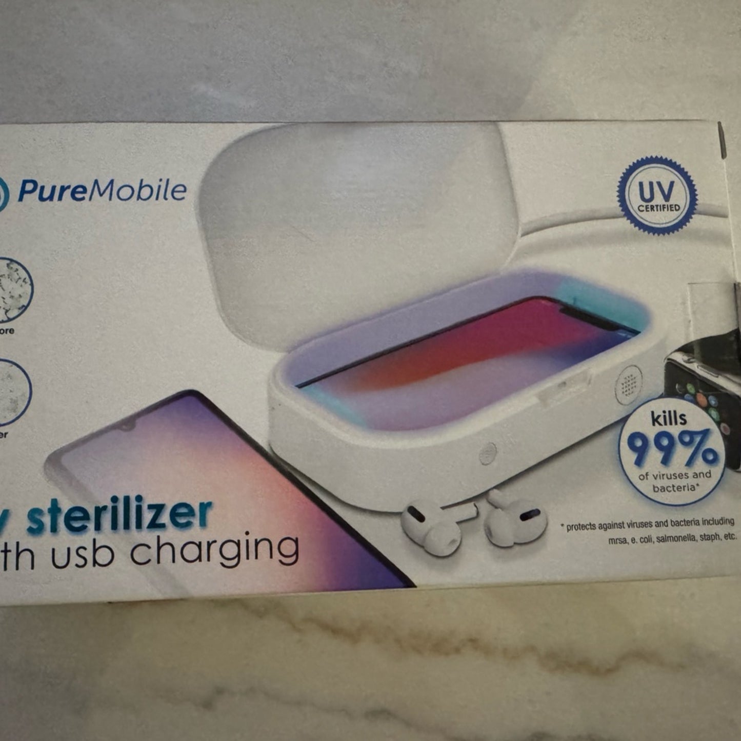 Vivitar PureMobile UV Sterilizer + USB Charging Port – White NEW