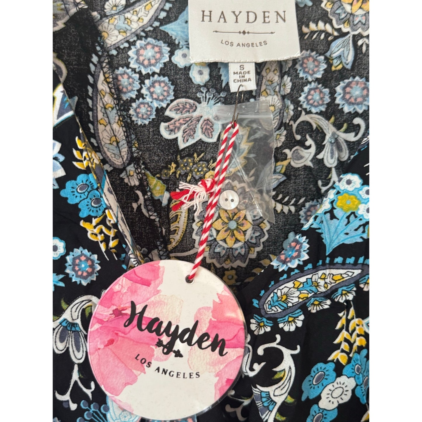 Hayden LA Black Floral Wrap Dress High Low Boho Ruffle Size Small NEW